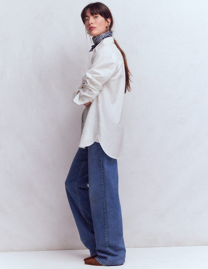 Sadie Lockeres Baumwollhemd-Weiß, Oxford