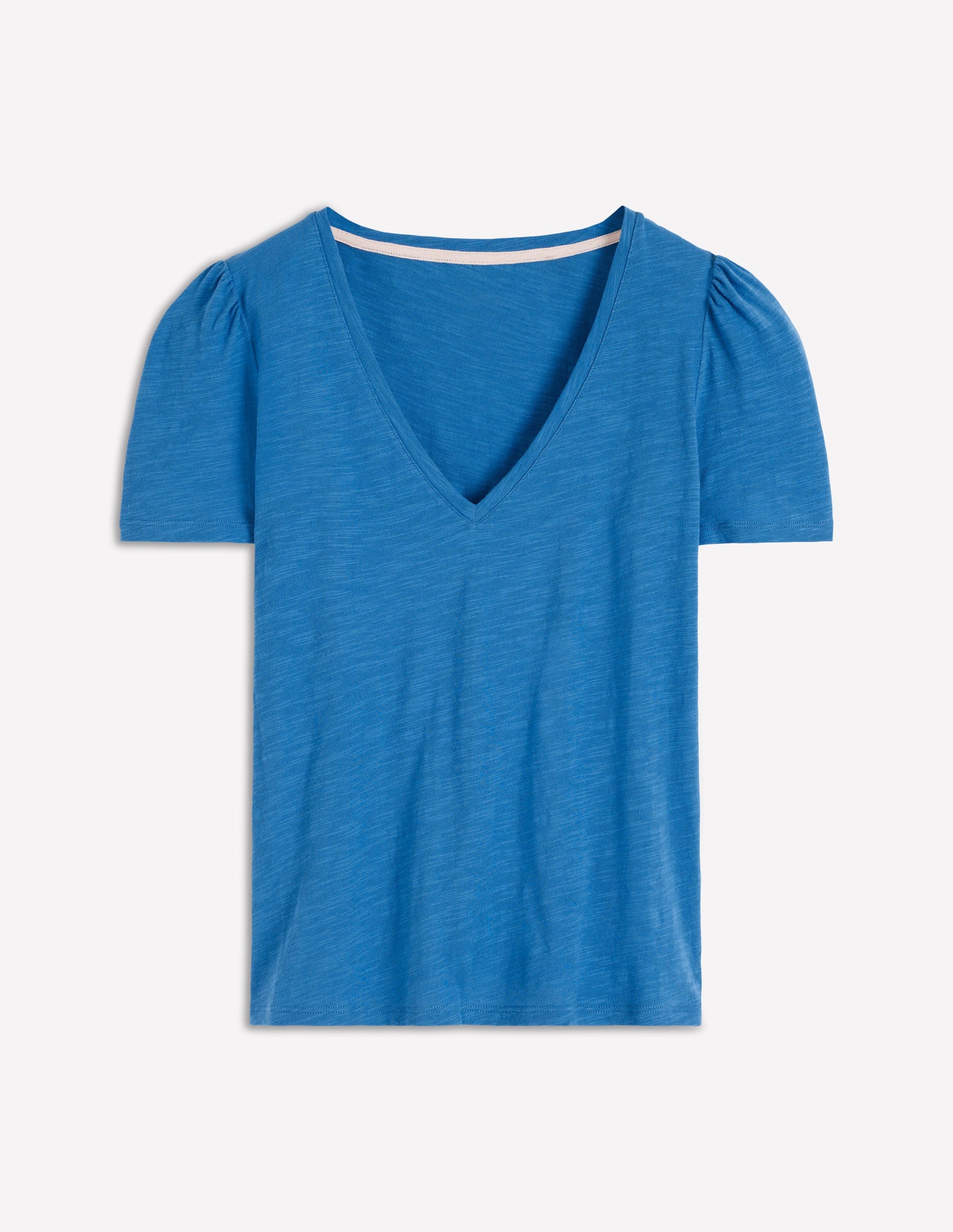 Flammgarn-T-Shirt mit V-Ausschnitt-Vallarta Blue-5
