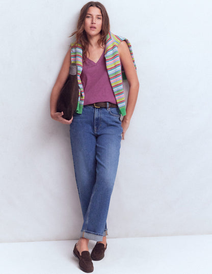 Flammgarn-Top mit V-Ausschnitt-Zwetschge-4