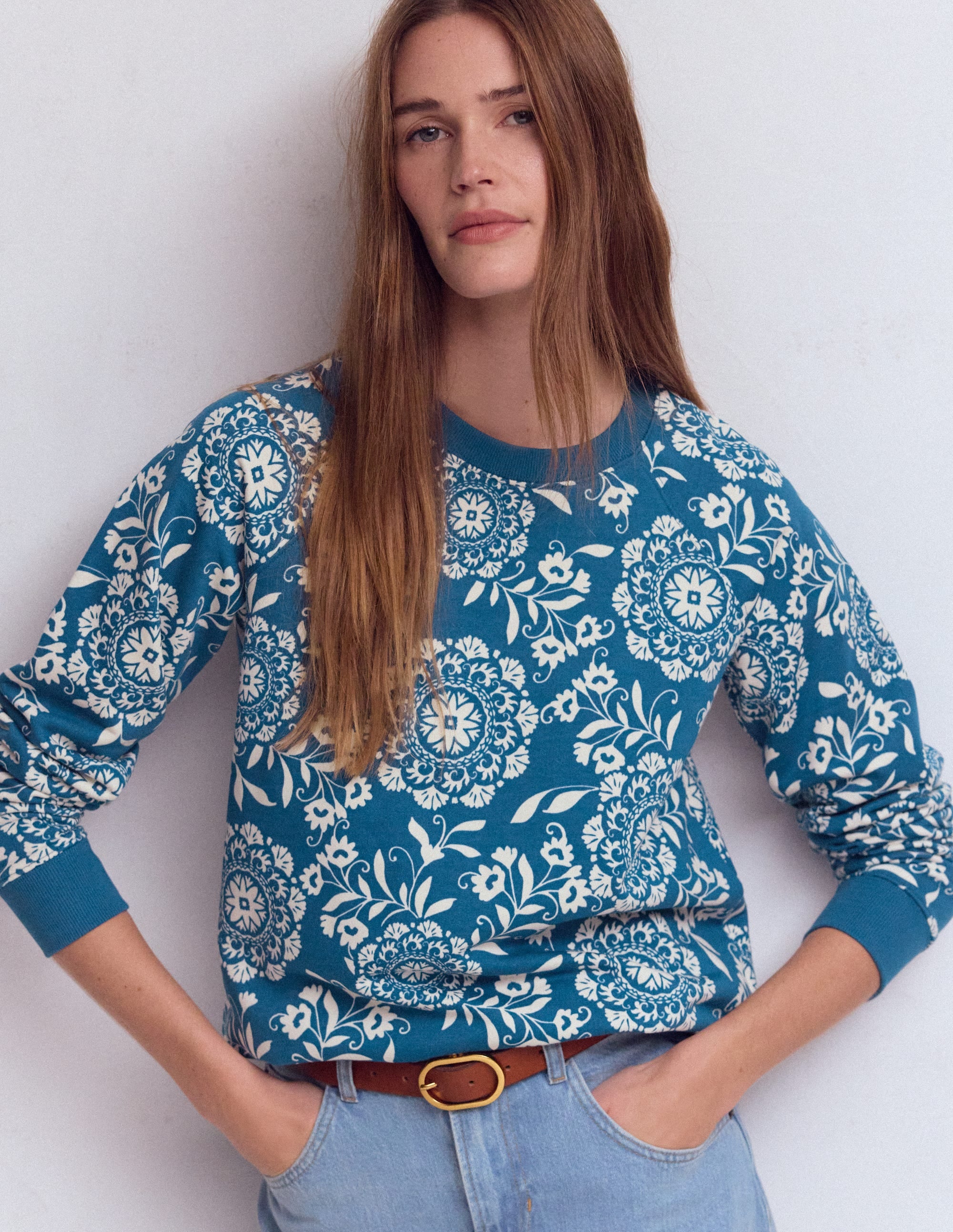 Rosa Bedrucktes Sweatshirt-Dekorative Blüten - Image 2