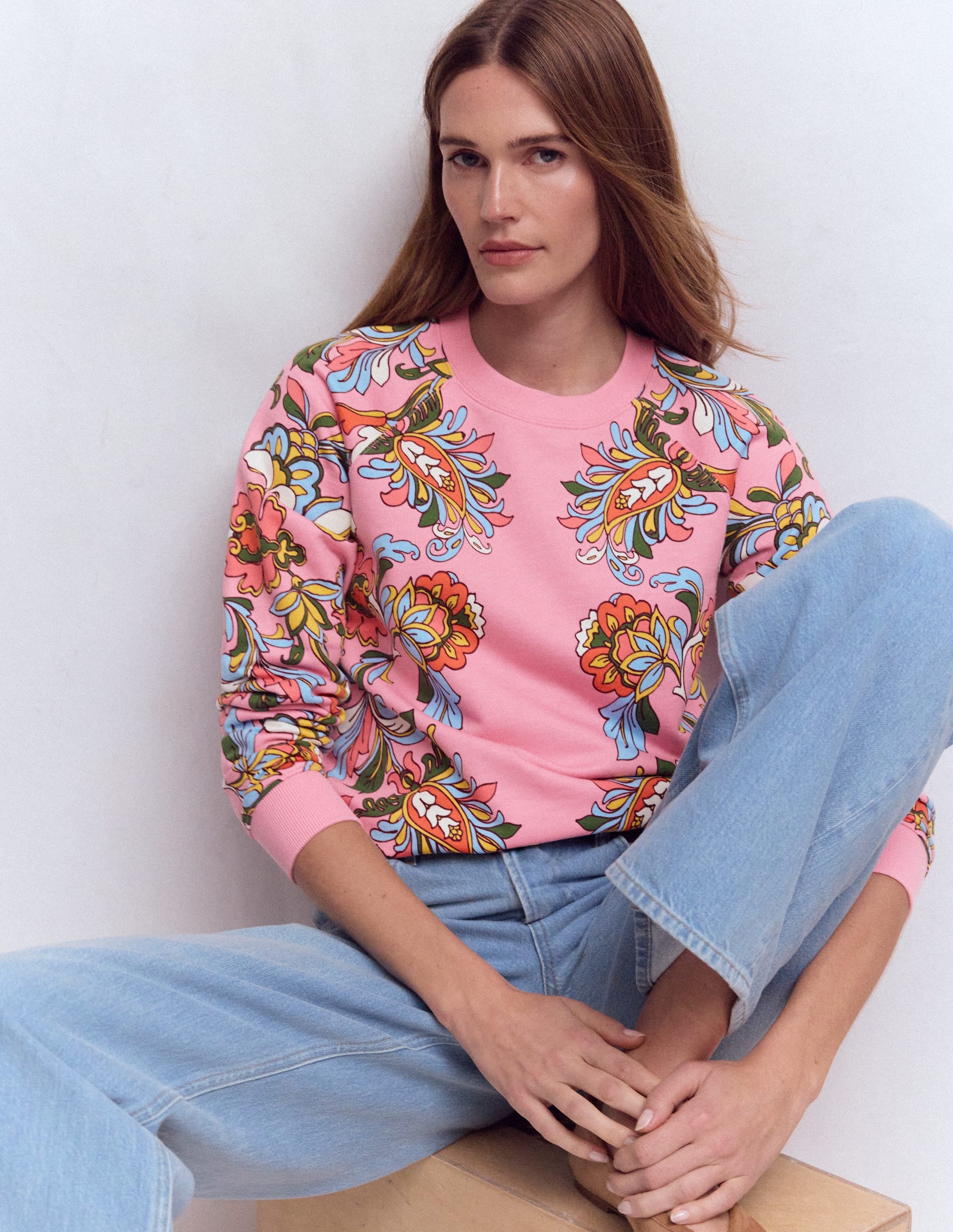 Emi Printed Sweatshirt-Multi, Botanical Flourish - Image 1