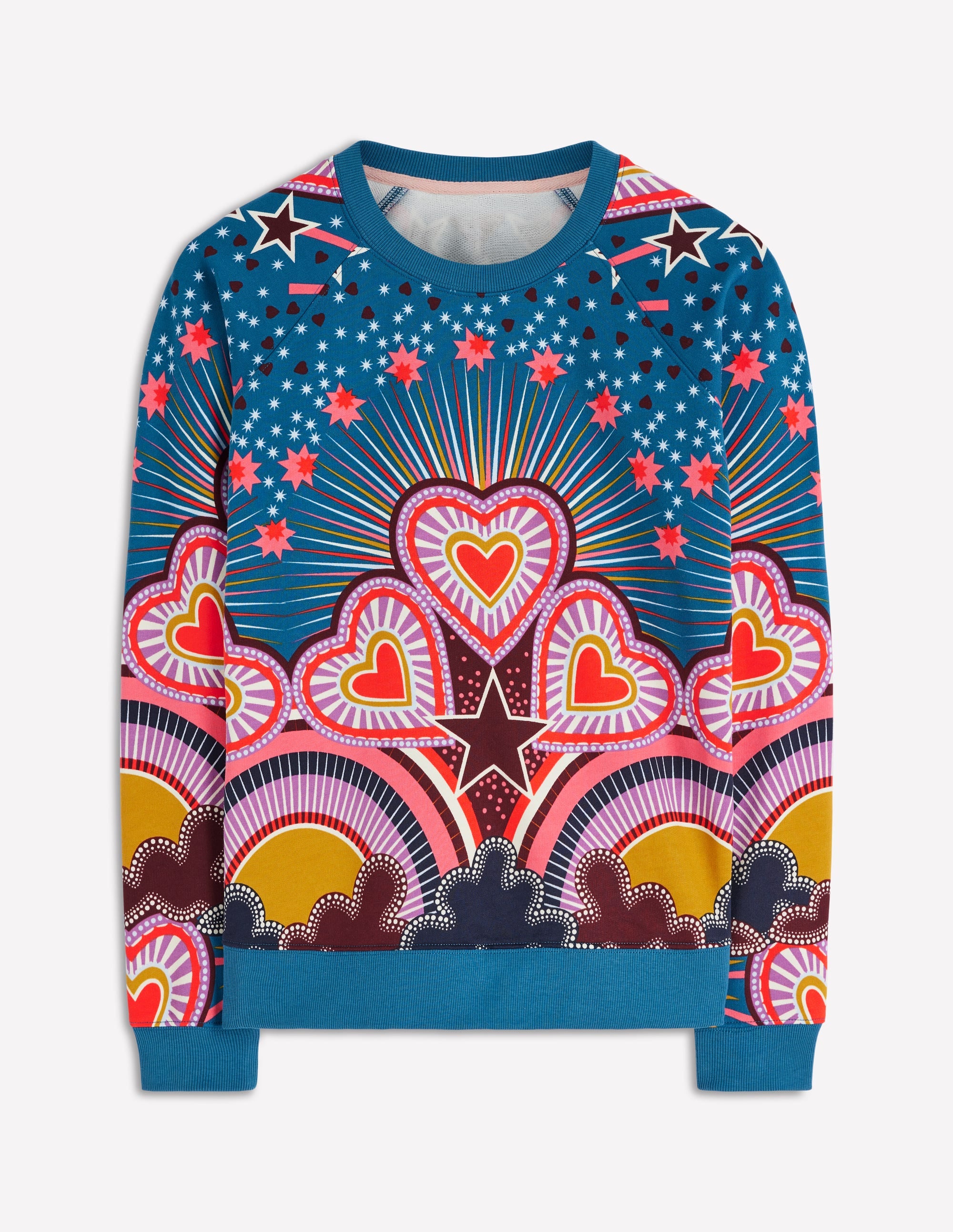 Rosa Bedrucktes Sweatshirt-Bunt, Sternenexplosion Herz - Image 5