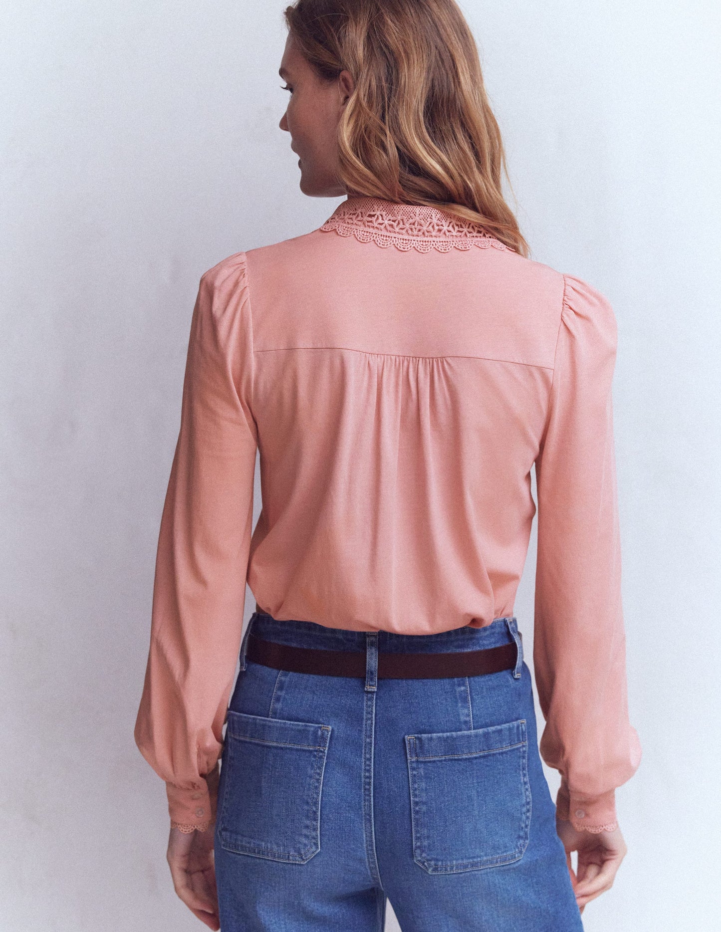 Bluse mit Spitzenkragen-ROSA