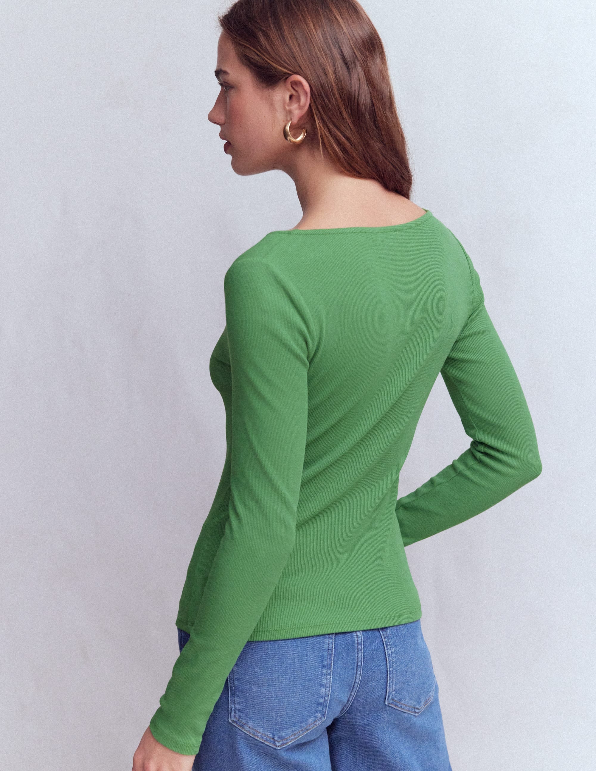 Henley-Shirt aus Rippstrick-Weidengrün - Image 3