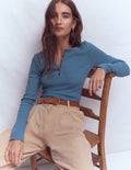 Henley-Shirt aus Rippstrick-Blau