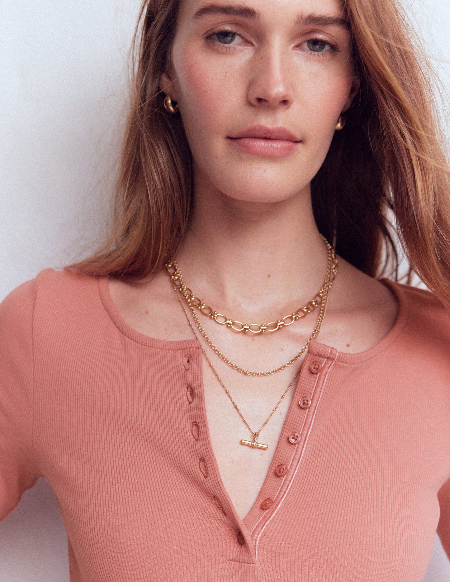 Top col tunisien côtelé-Rose vintage