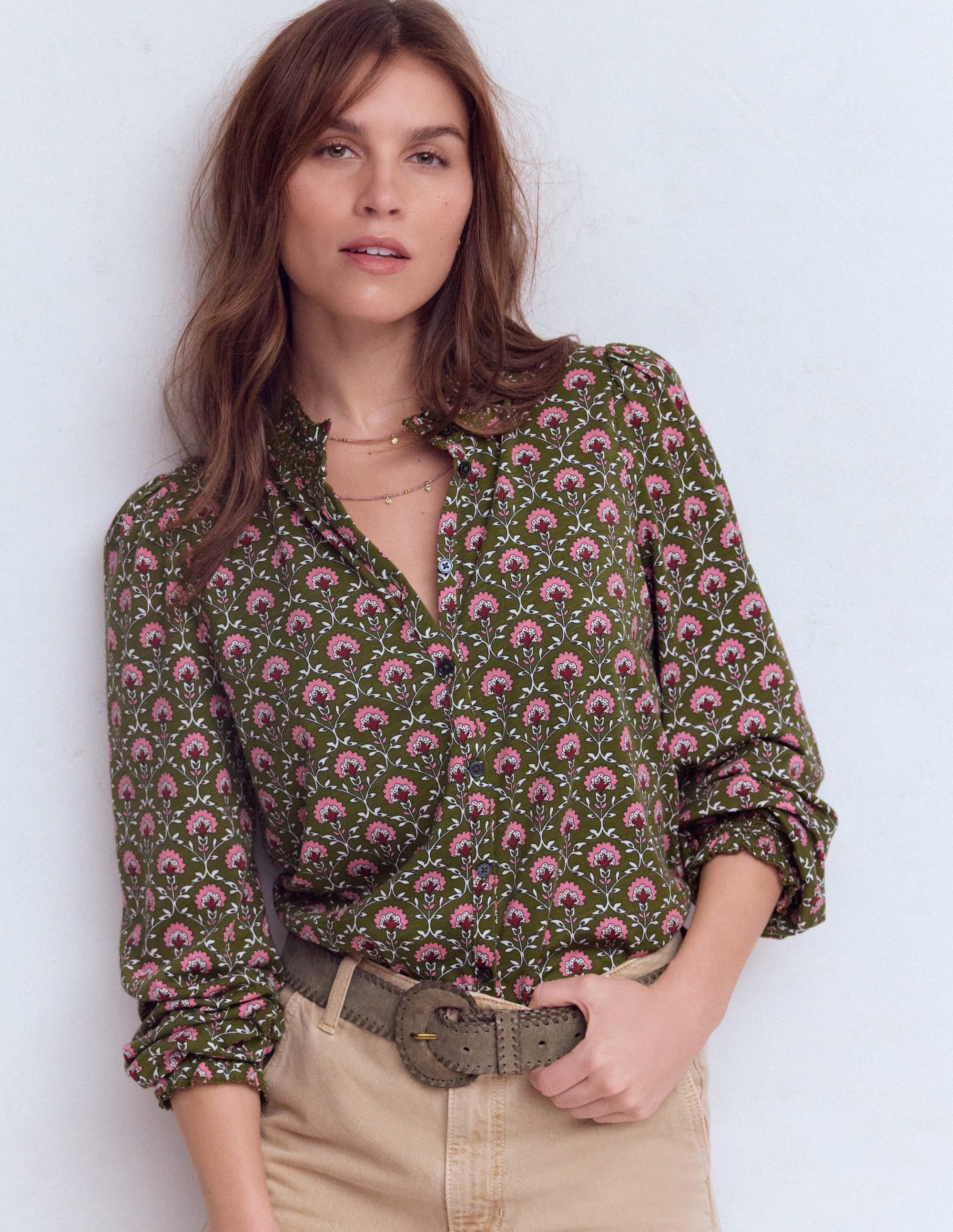 Chemise Effie à smocks-Éphémère, motif Flower Lattice - Image 1
