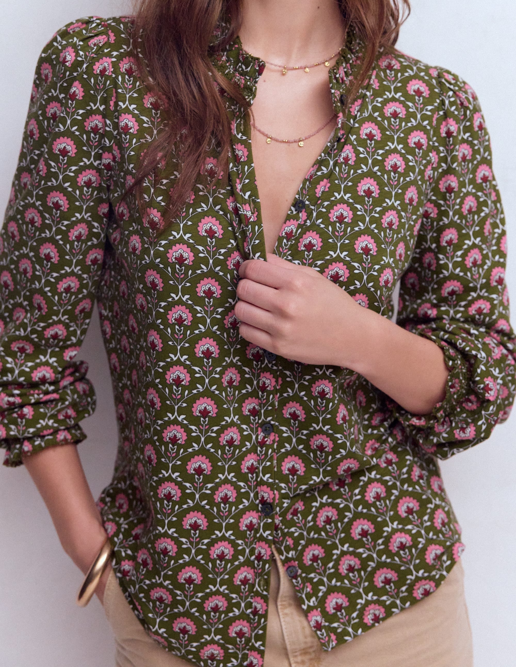 Chemise Effie à smocks-Éphémère, motif Flower Lattice - Image 2