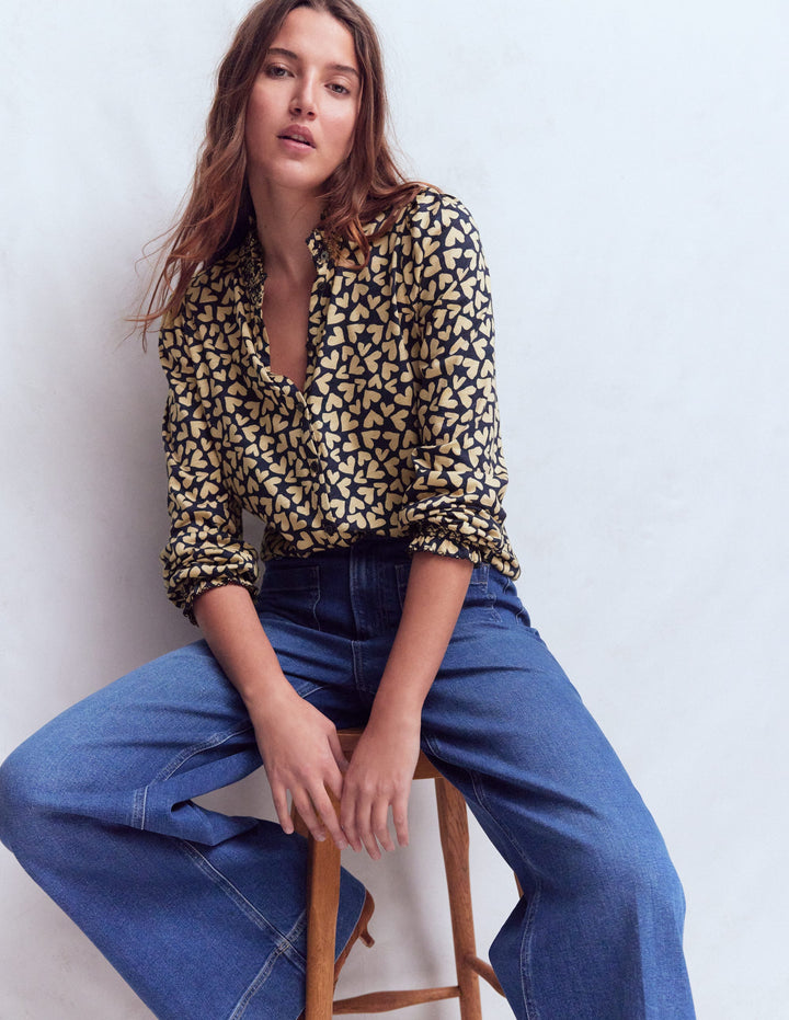 Effie Hemd mit gesmokten Details-Navy, Herzen