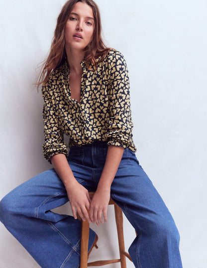 Effie Hemd mit gesmokten Details-Navy, Herzen-1