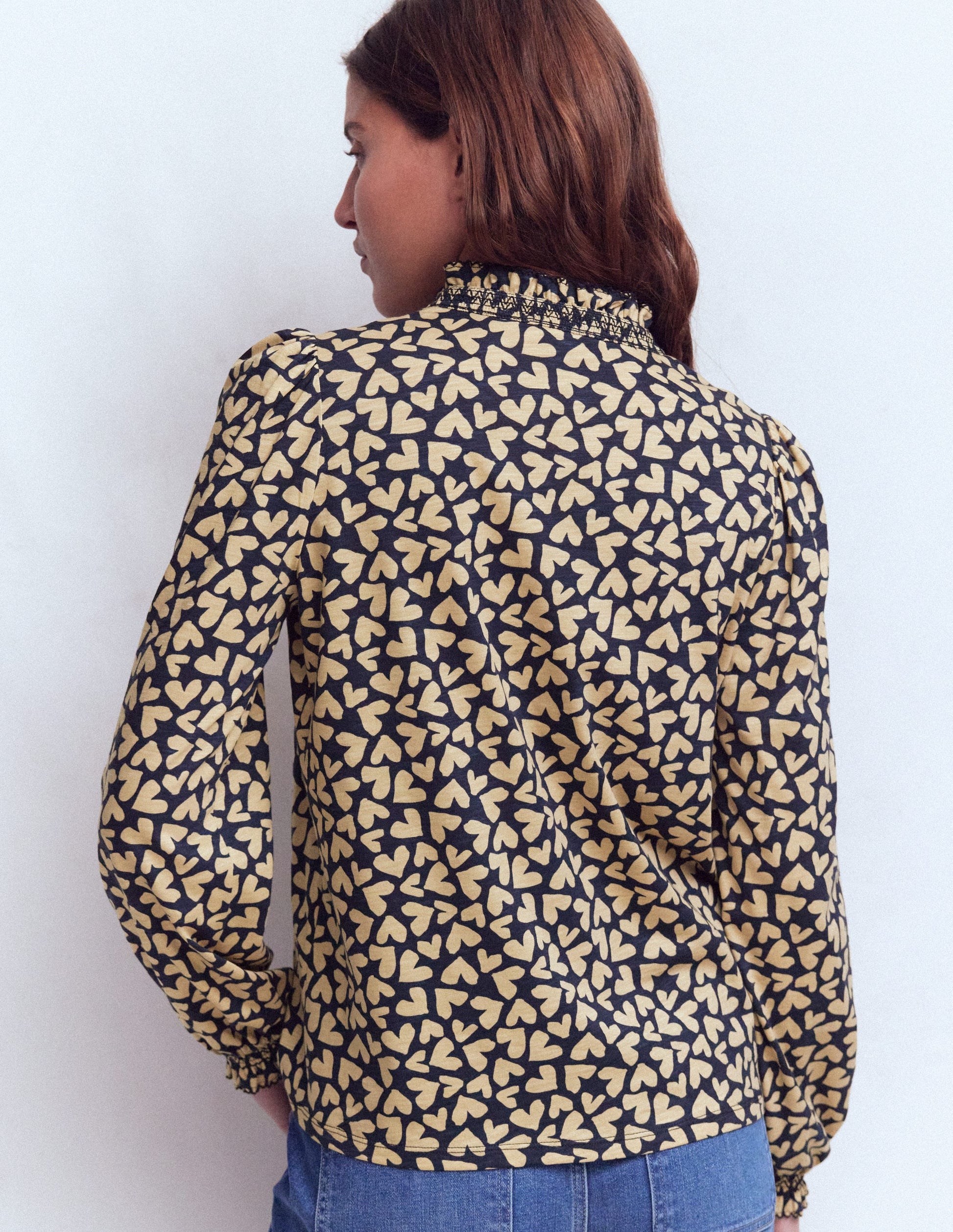 Effie Hemd mit gesmokten Details-Navy, Herzen-3