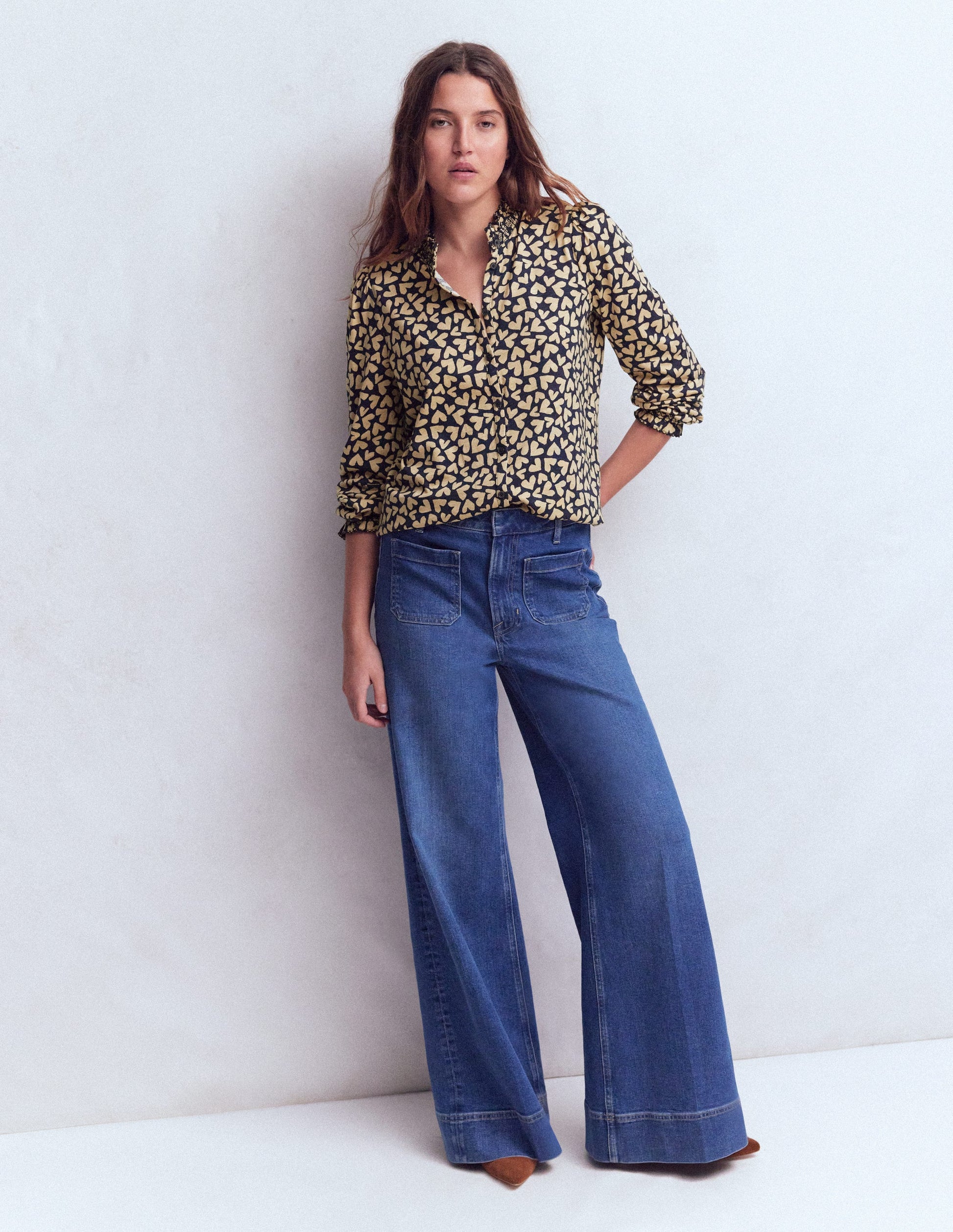 Effie Hemd mit gesmokten Details-Navy, Herzen-4