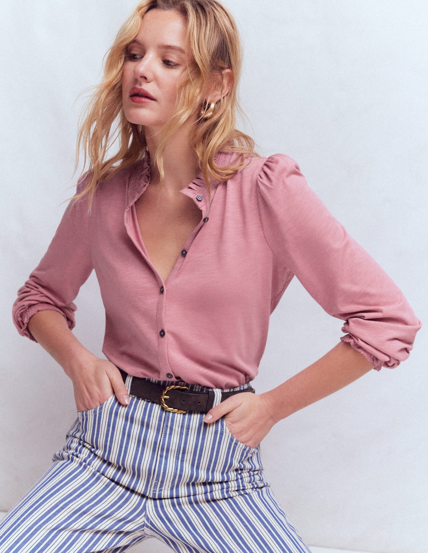 Effie Hemd mit gesmokten Details-Flieder