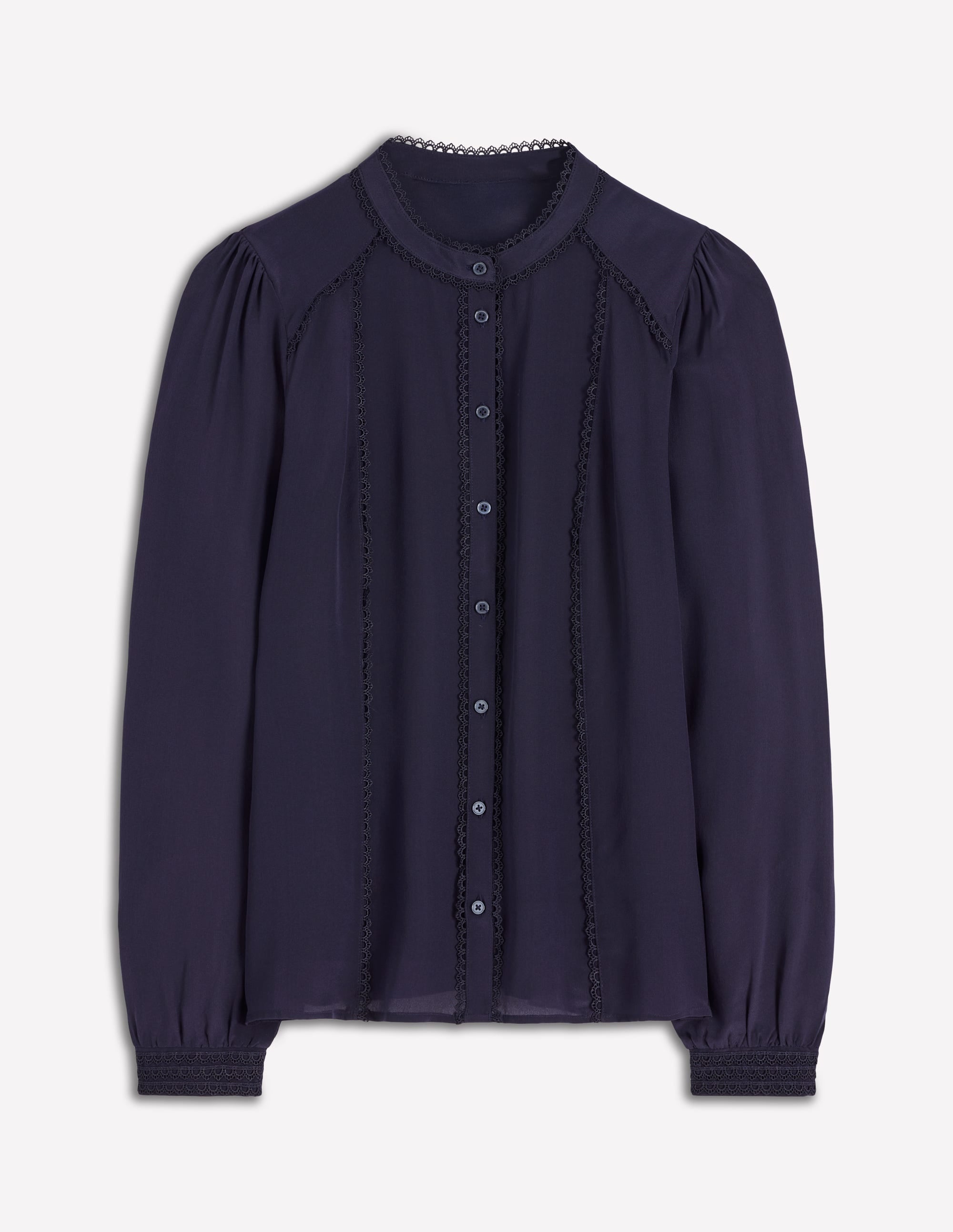 Rhea Seidenoberteil mit Besatz-Denim-Blau, Blühender Zweig - Image 5