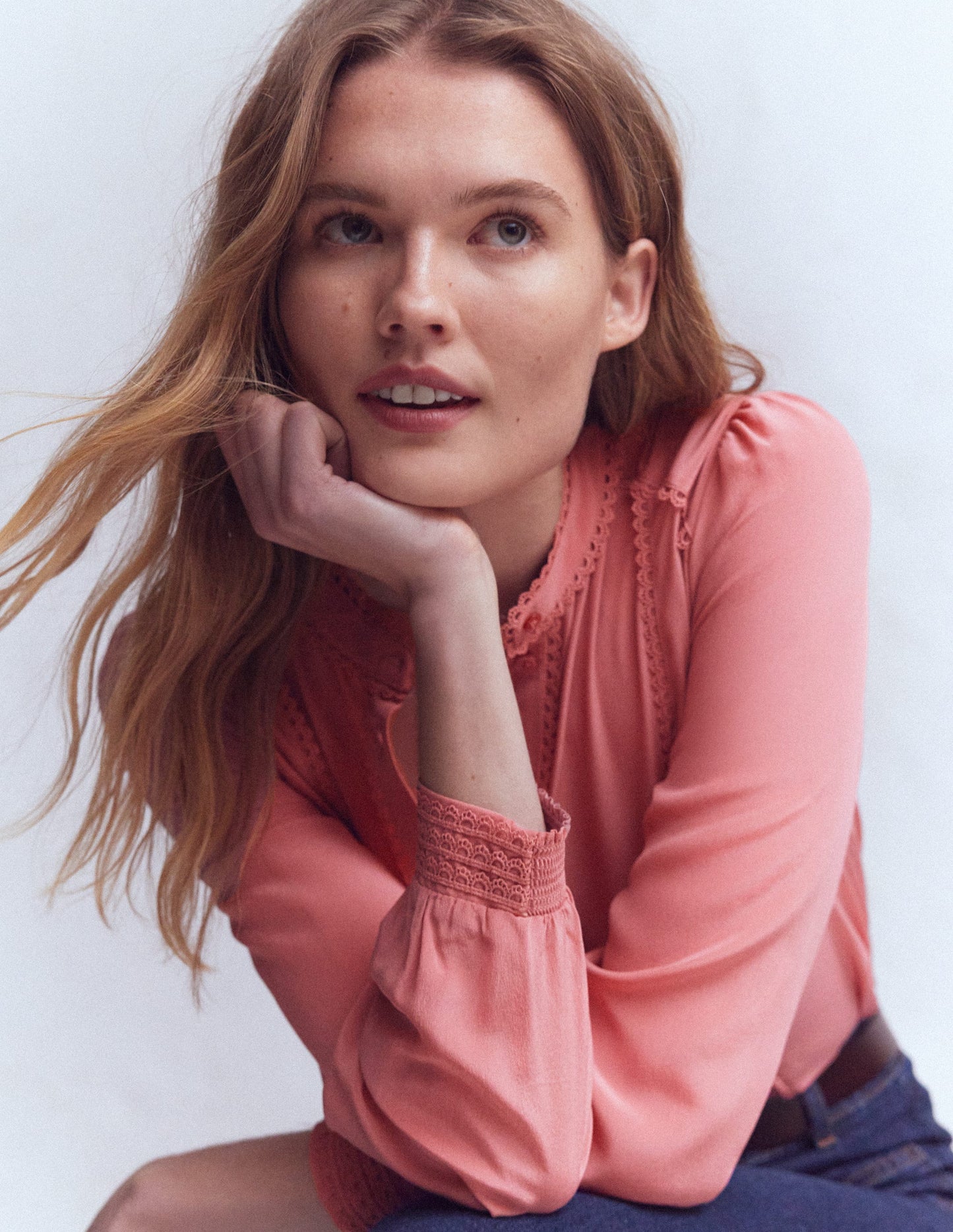 Rhea Seidenoberteil mit Besatz-Vintagerosa