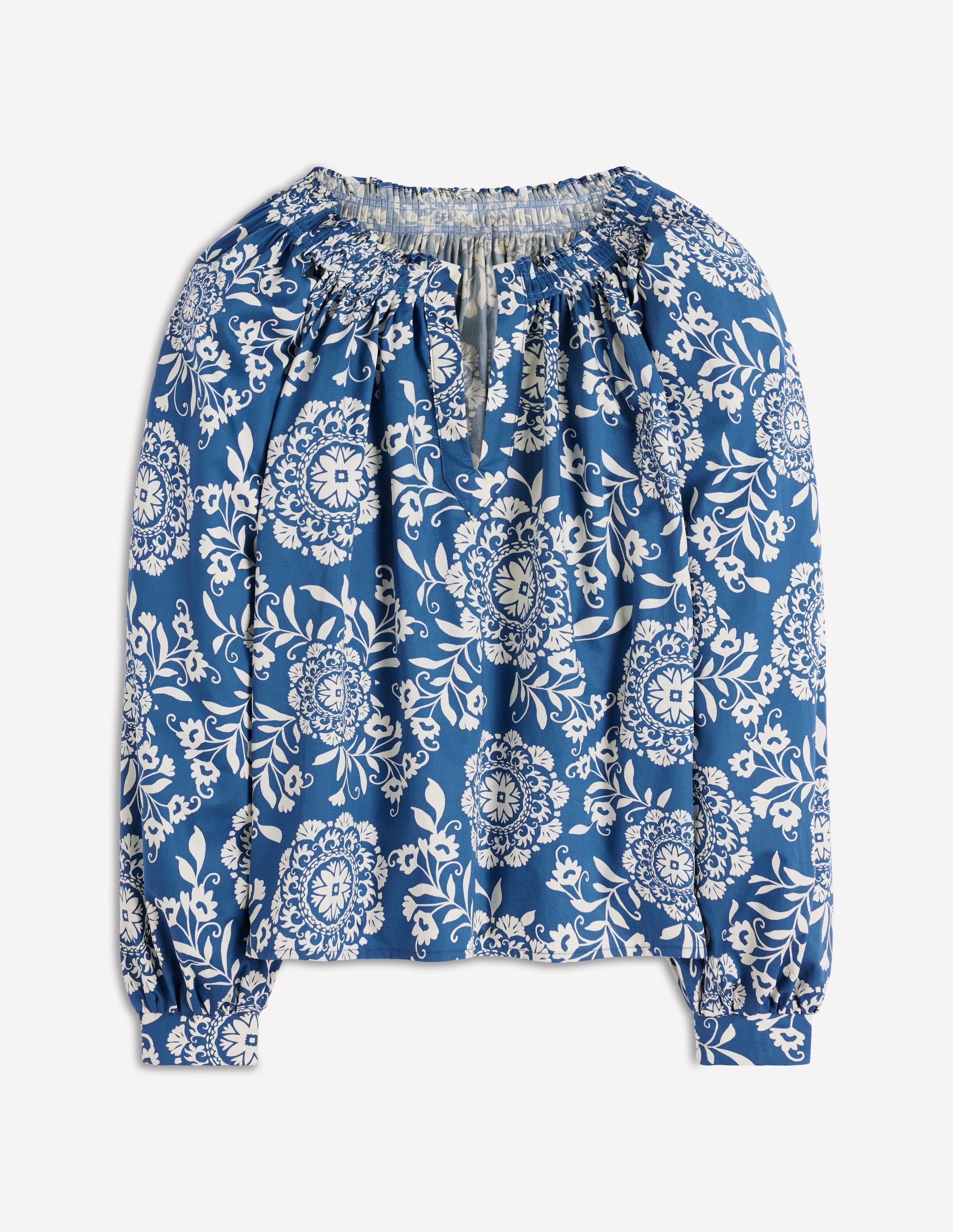 Serena Oberteil mit Faltendetail am Ausschnitt-Blau, Dekorative Blüten - Image 6