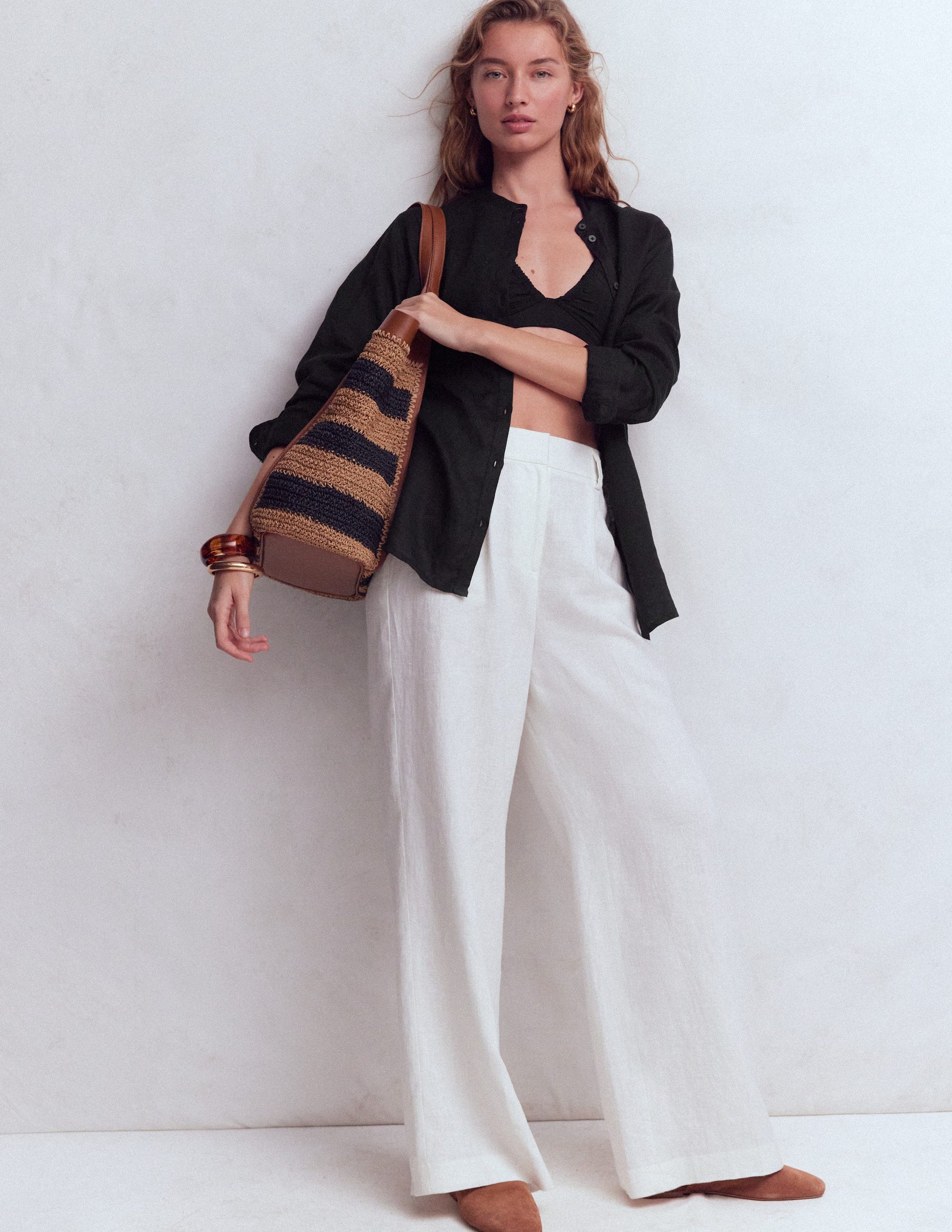 Langes Leinenhemd-Schwarz-1