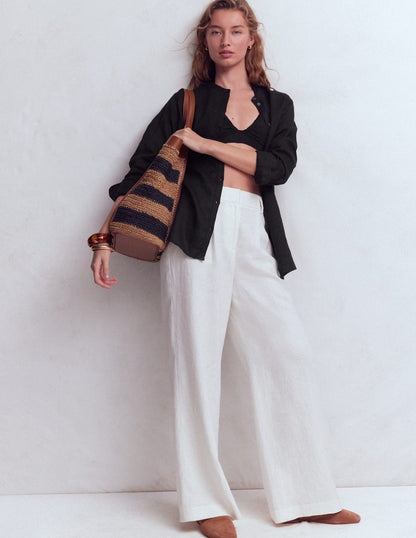 Langes Leinenhemd-Schwarz-1