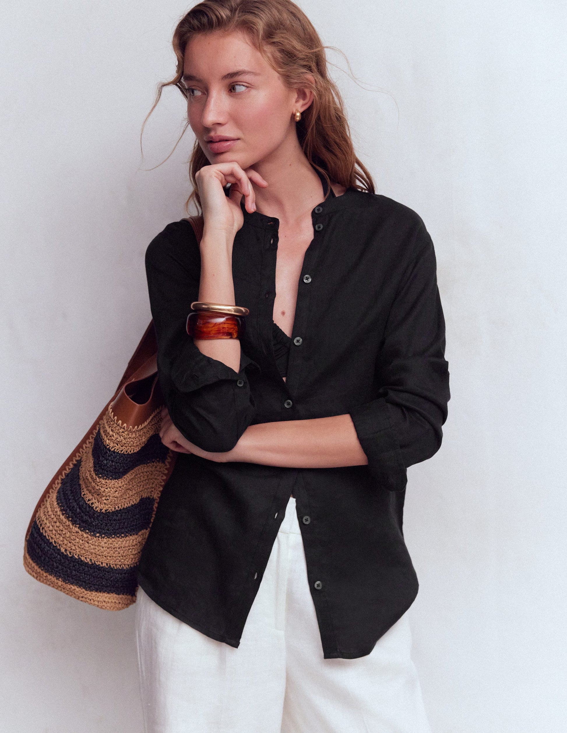 Langes Leinenhemd-Schwarz-5