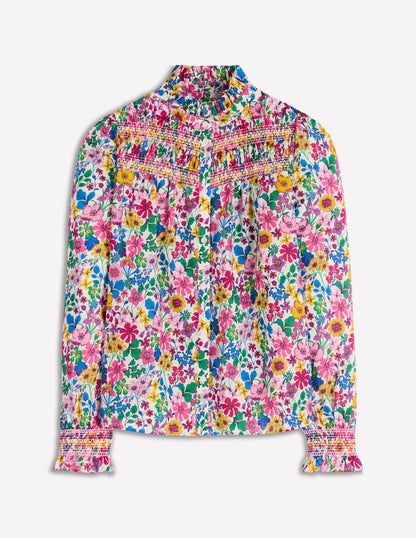 Top Esme à smocks et volants-Multi, motif Blossoming Garden-6