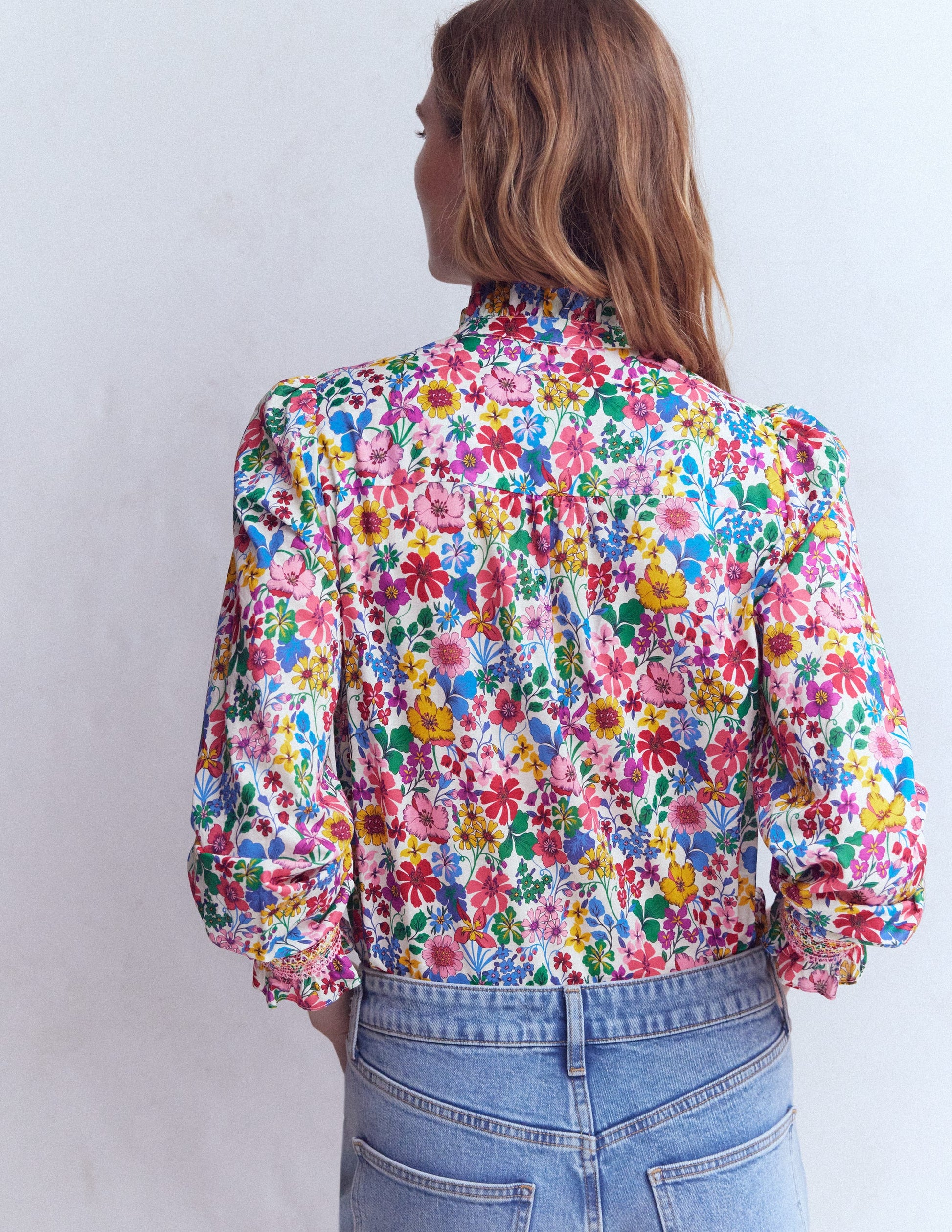 Top Esme à smocks et volants-Multi, motif Blossoming Garden-4