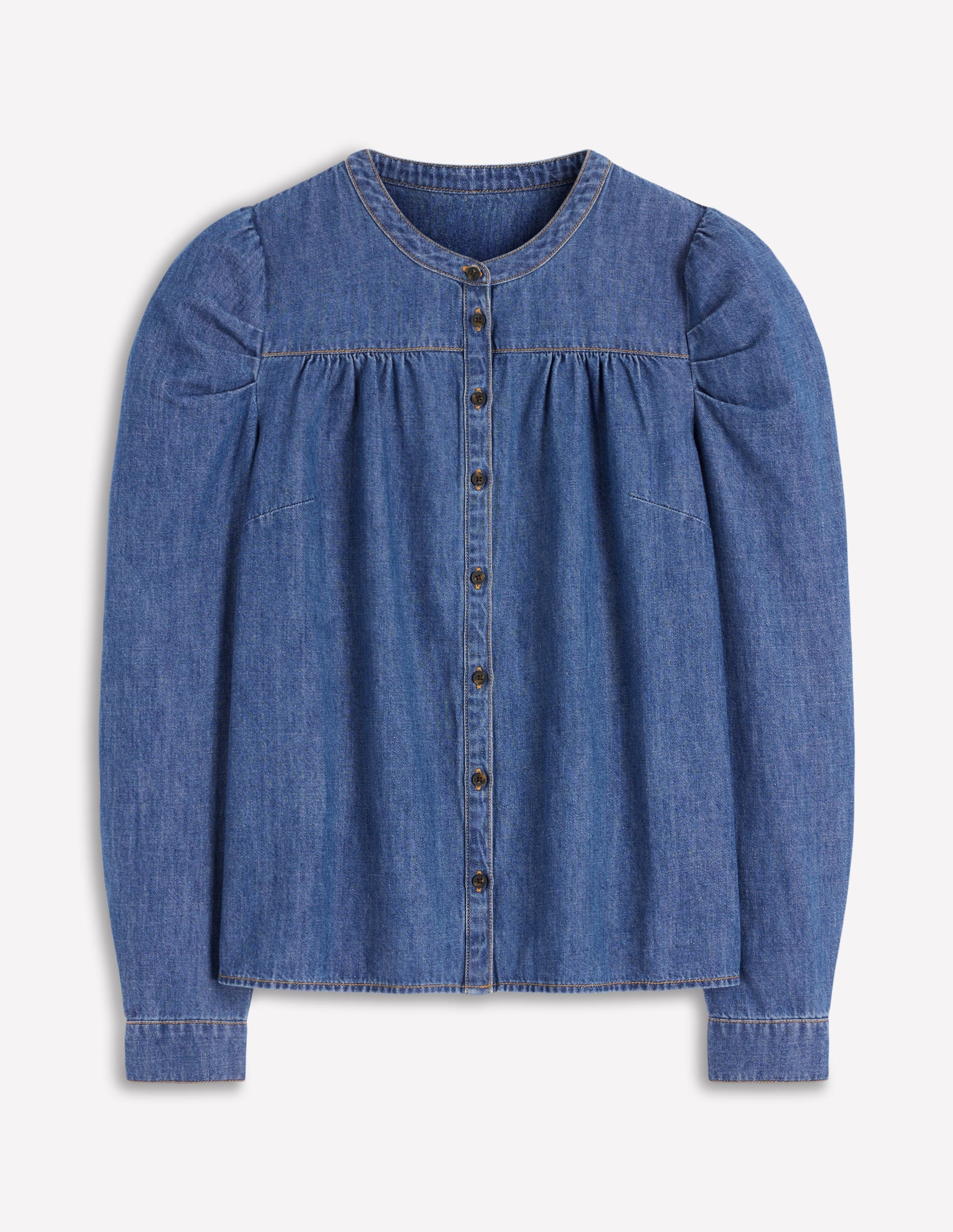 Chemise à manches gigot en jean-Vintage moyen-5