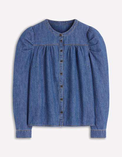 Chemise à manches gigot en jean-Vintage moyen-5