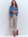Chemise à manches gigot en jean-Bleu Moyen