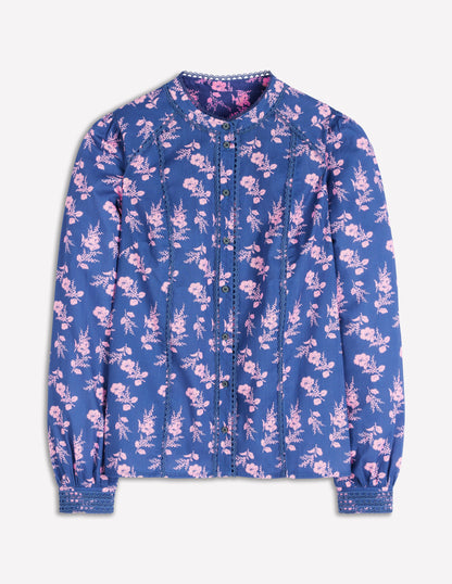 Rhea Baumwolloberteil mit Besatz-Blau, Blühender Zweig-5