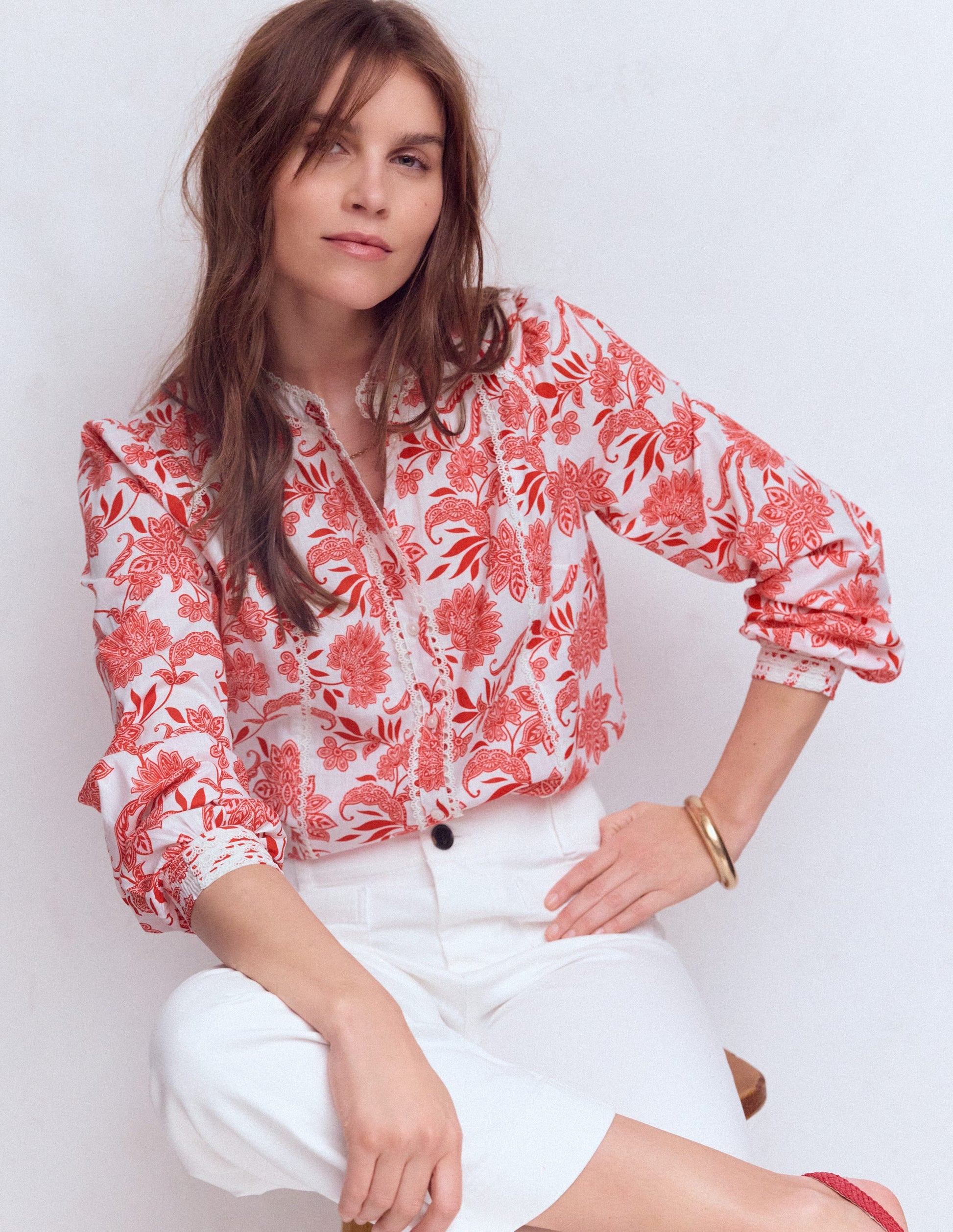 Rhea Baumwolloberteil mit Besatz-Orchideenrosa, Elegante Blüte-1