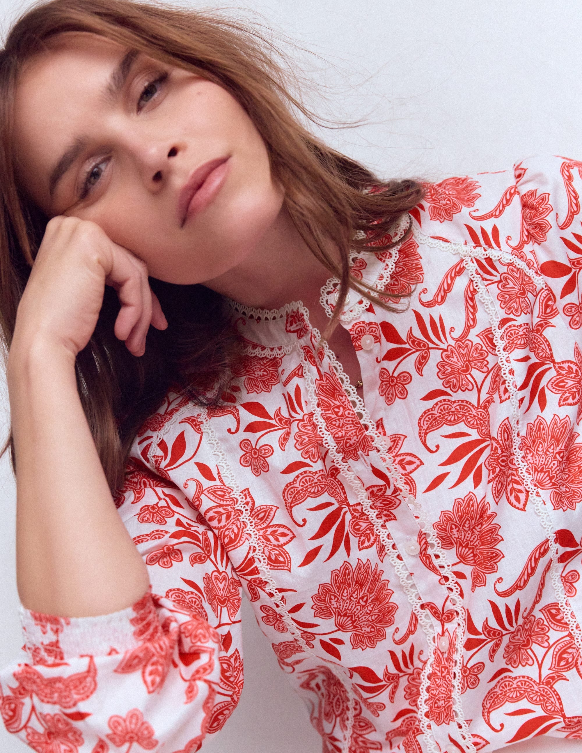 Rhea Baumwolloberteil mit Besatz-Rosa, Elegante Blüten - Image 2