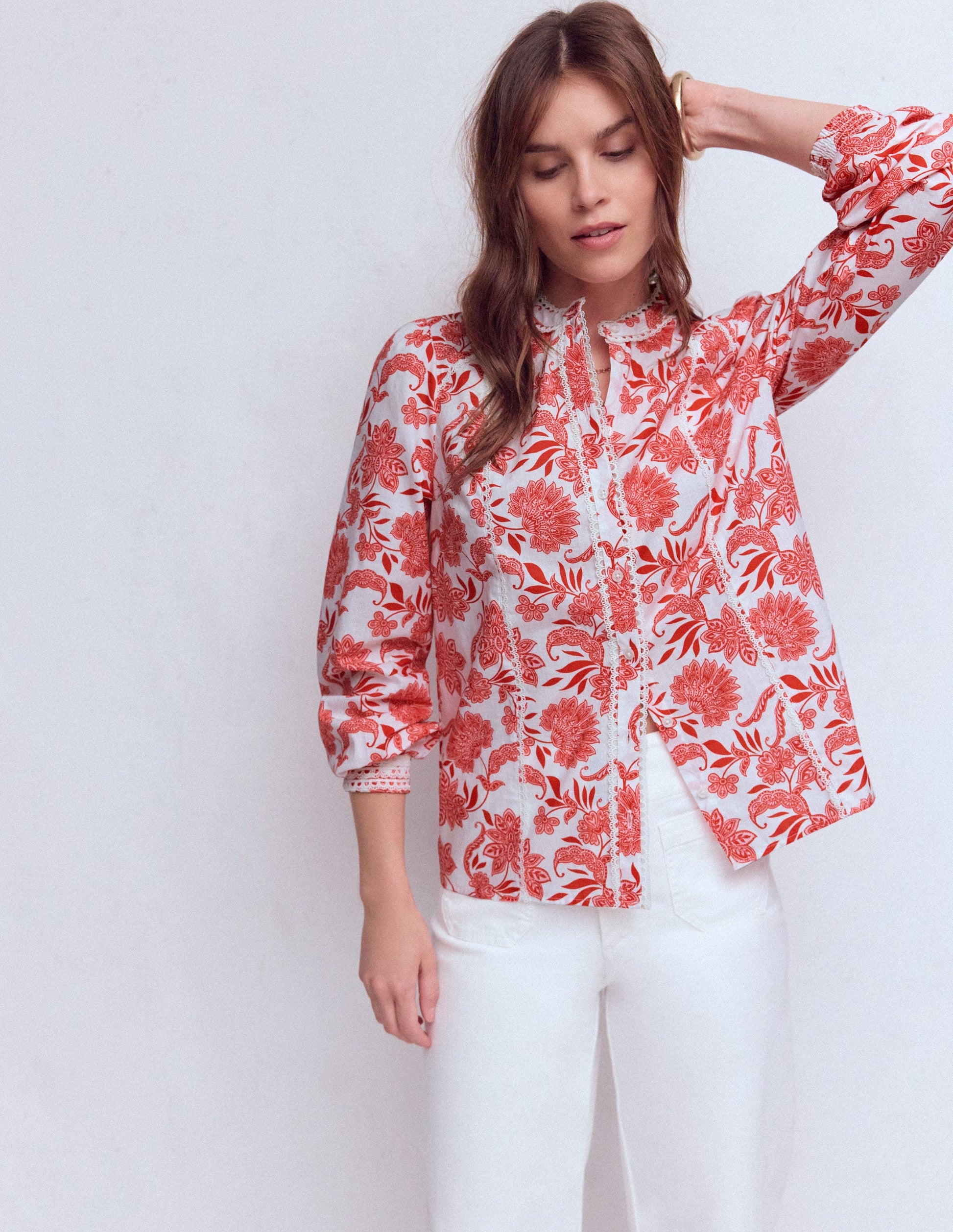 Rhea Baumwolloberteil mit Besatz-Orchideenrosa, Elegante Blüte-4