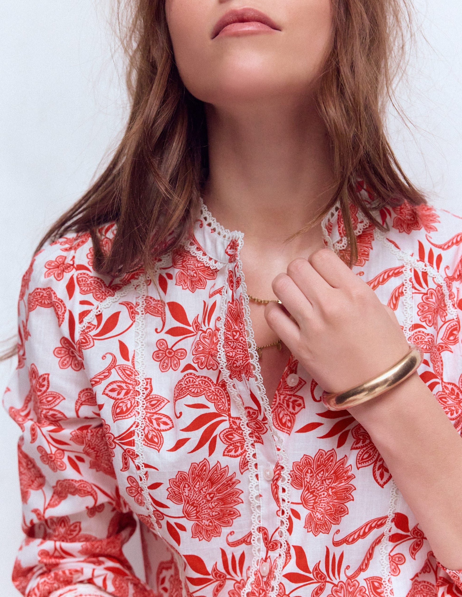 Rhea Baumwolloberteil mit Besatz-Orchideenrosa, Elegante Blüte-5