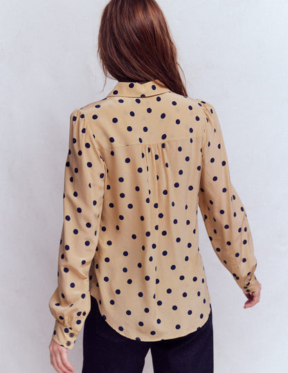 Sara Silk Shirt-Safari, Painted Dot-3