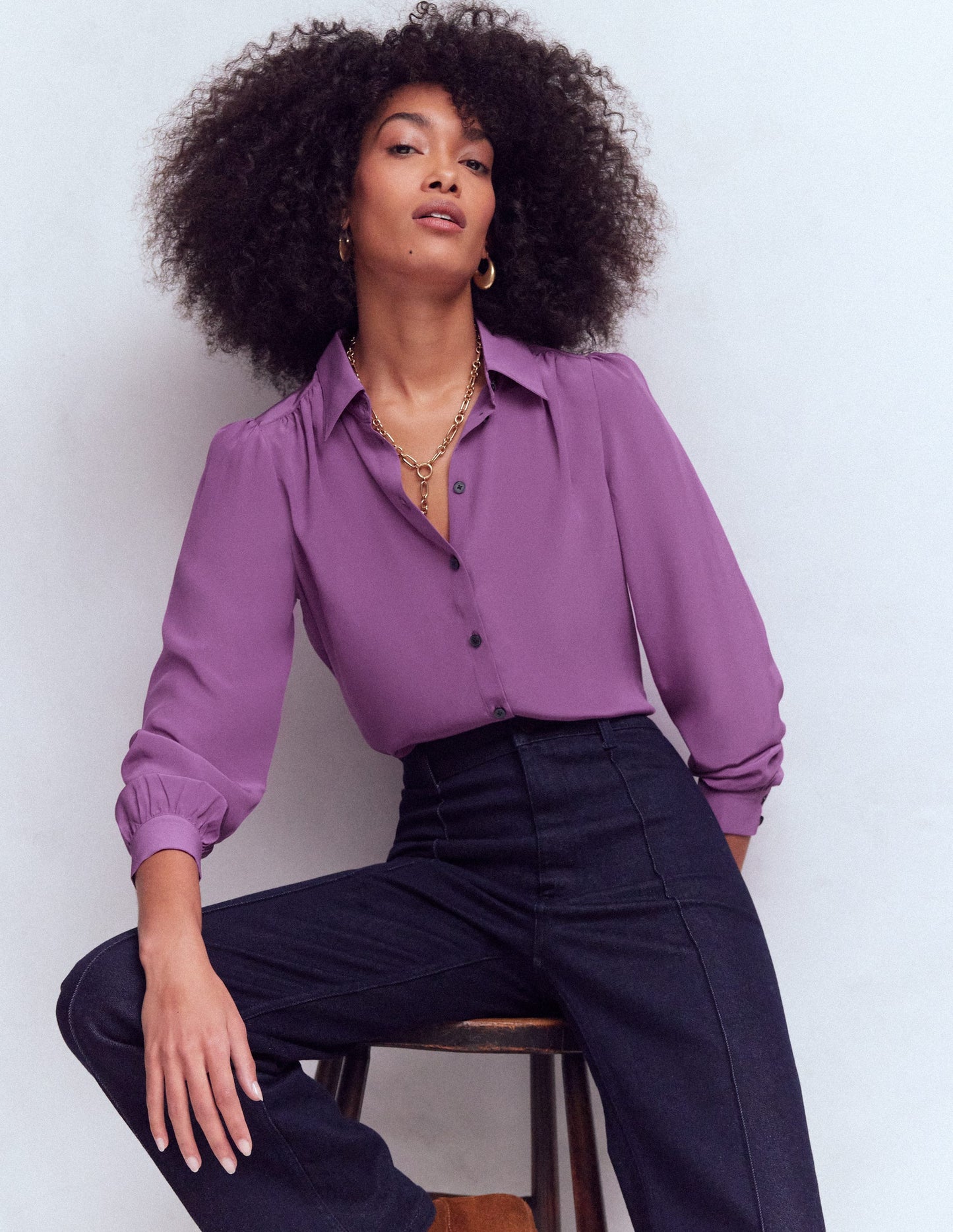 Chemise Sara en soie-Améthyste