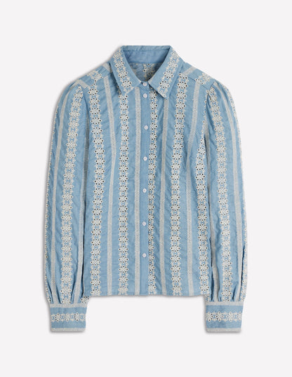 Chemise Cara en jean-Broderie anglaise-6