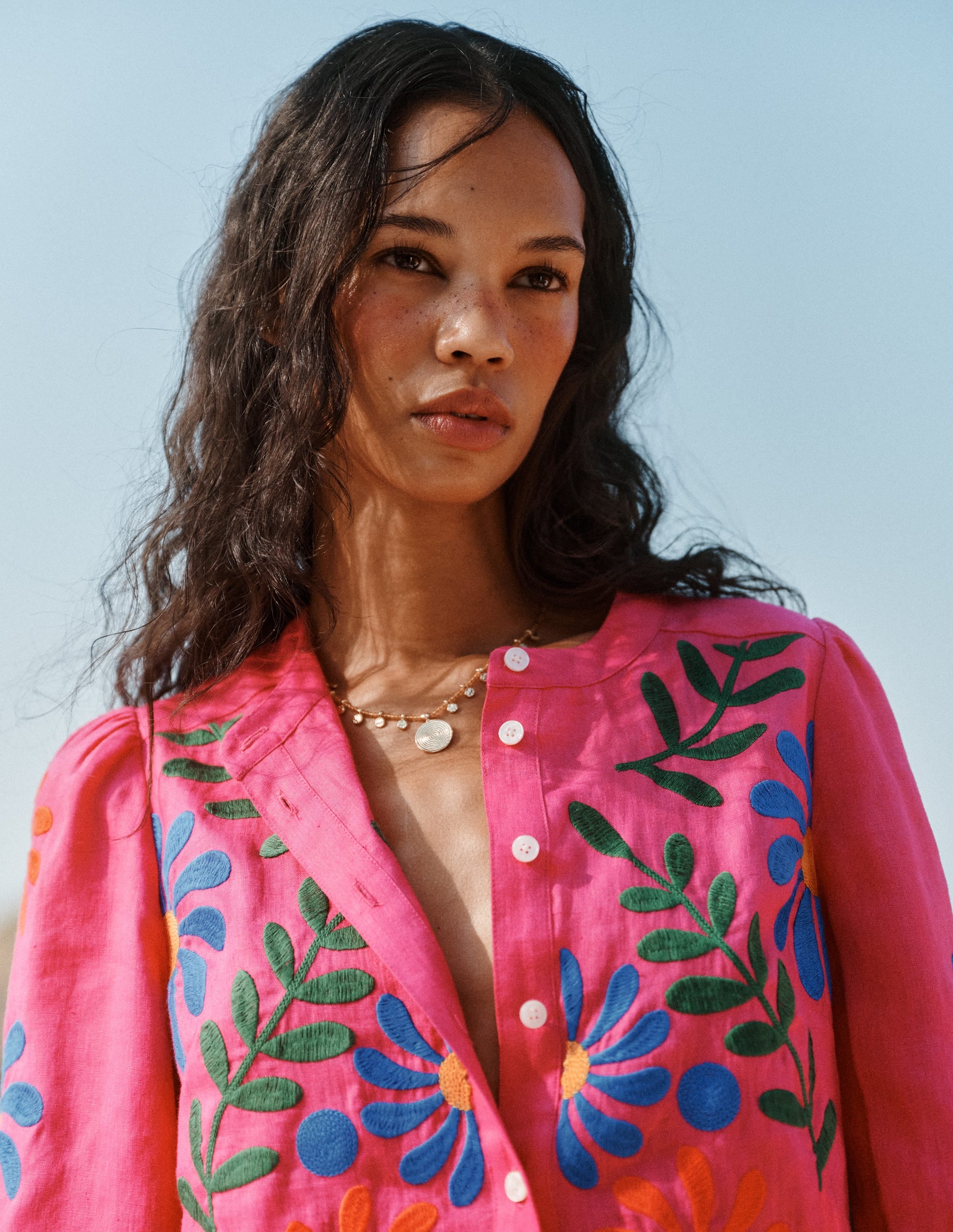 Top Alicia en lin-Pivoine rose, broderie florale - Image 6