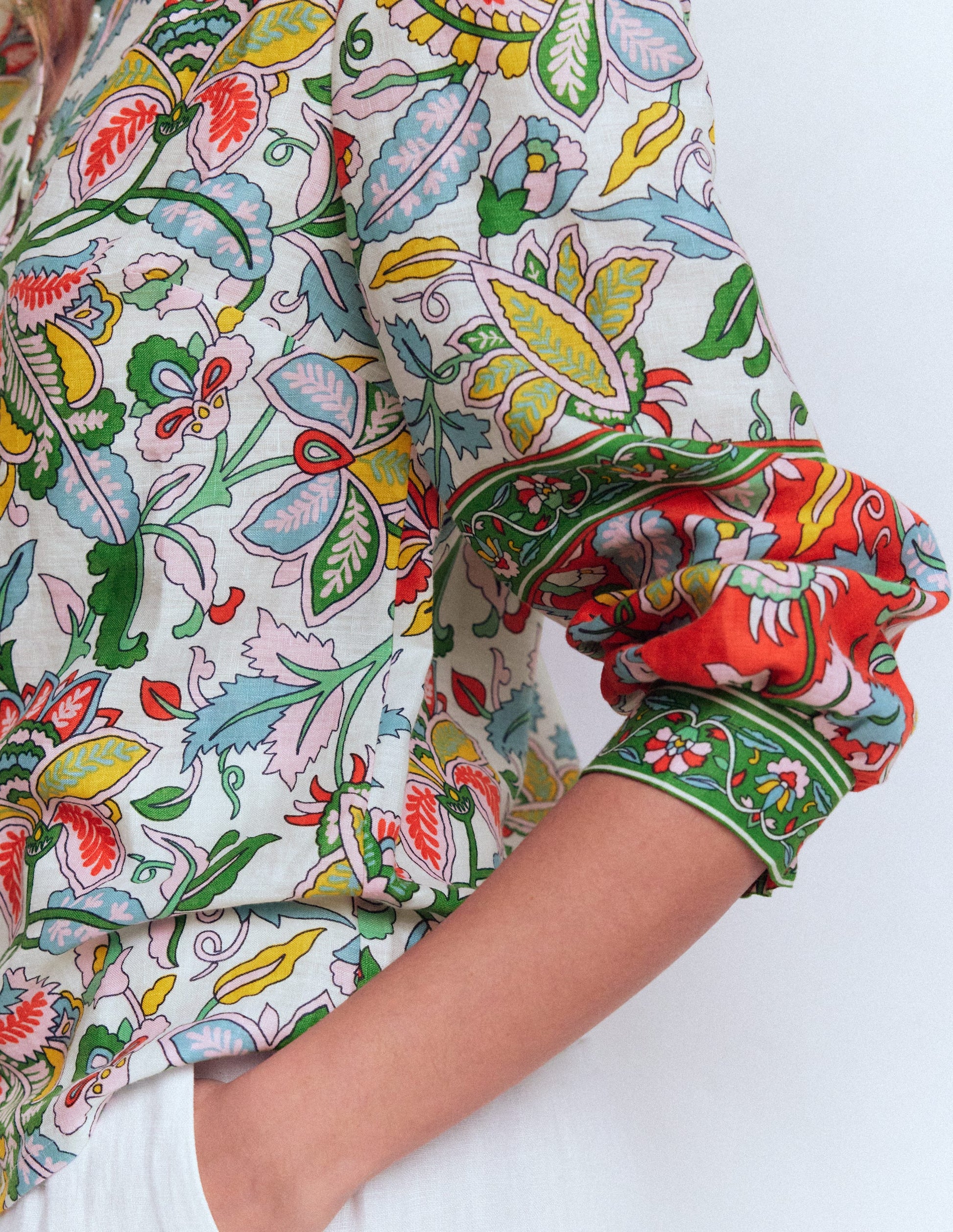 Top Alicia en lin-Multi, motif Botanical Trail-2