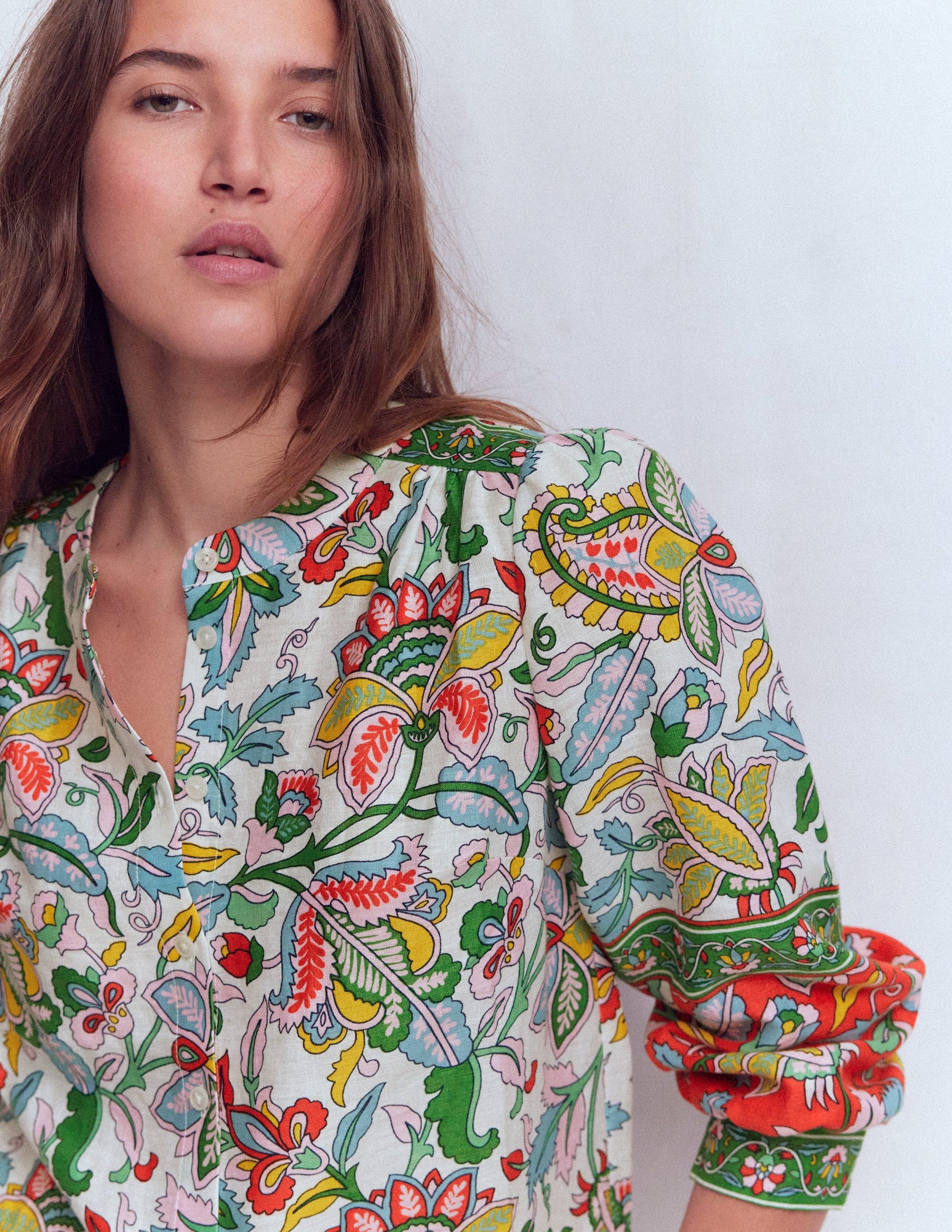 Top Alicia en lin-Multi, motif Botanical Trail-5