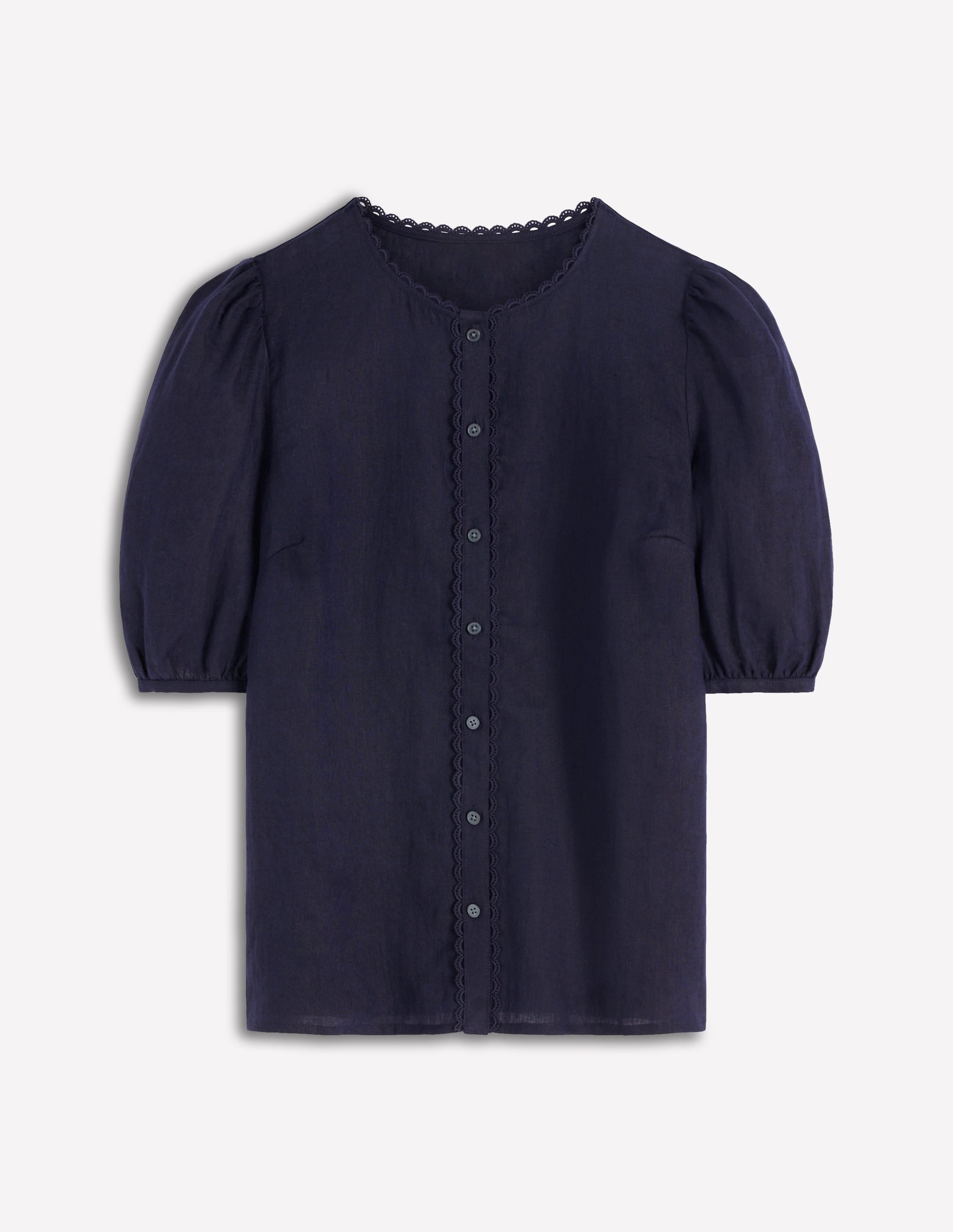 Top manches courtes Leah en lin-Bleu marine - Image 5