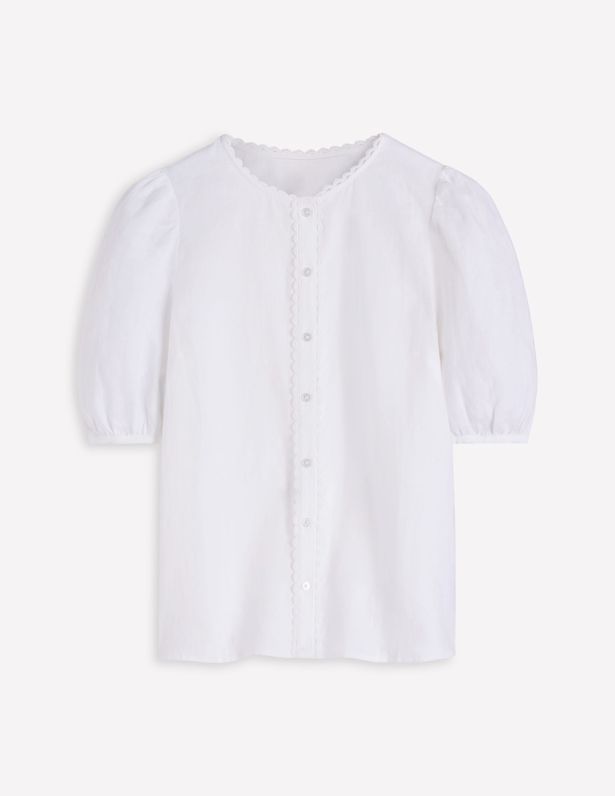 Top manches courtes Leah en lin-Blanc - Image 5