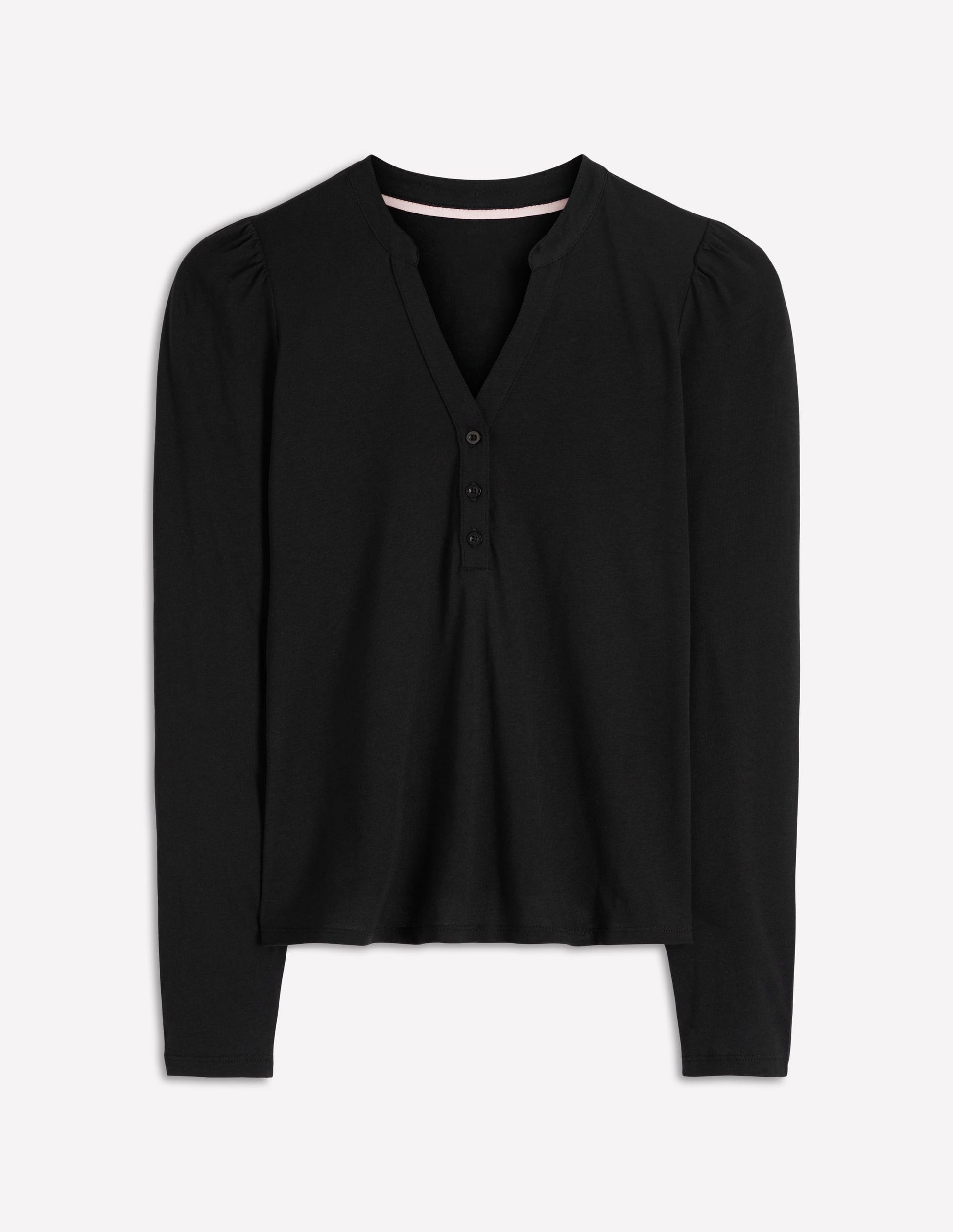 Supersoft Open Neck Henley-Black-6