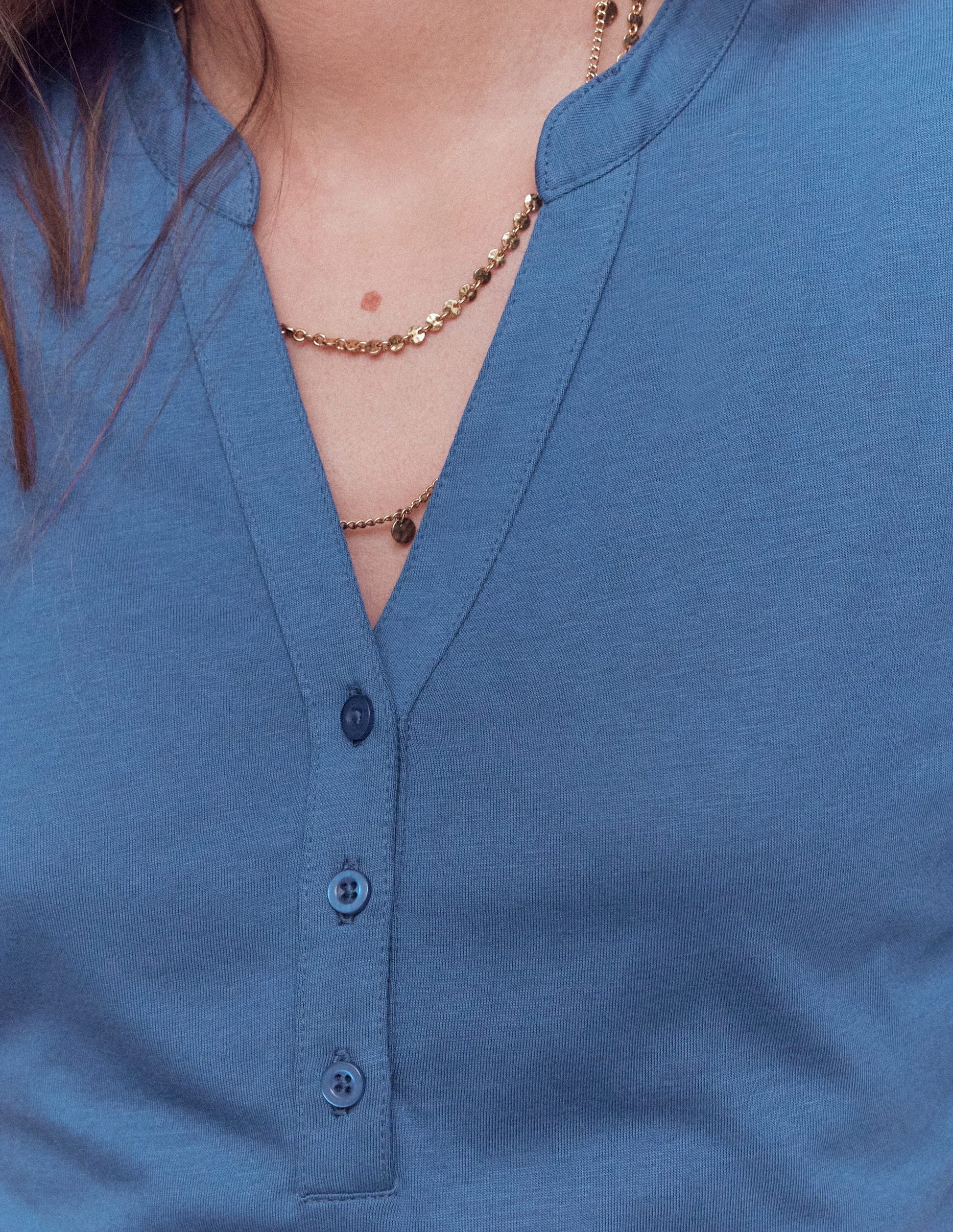 Supersoft Open Neck Henley-True Navy-2