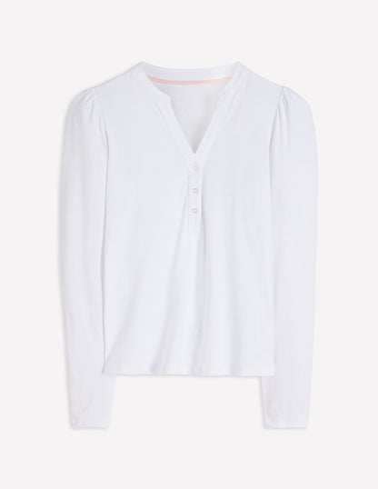 Supersoft Open Neck Henley-White-5