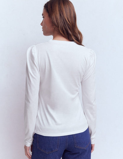 Supersoft Open Neck Henley-White-3