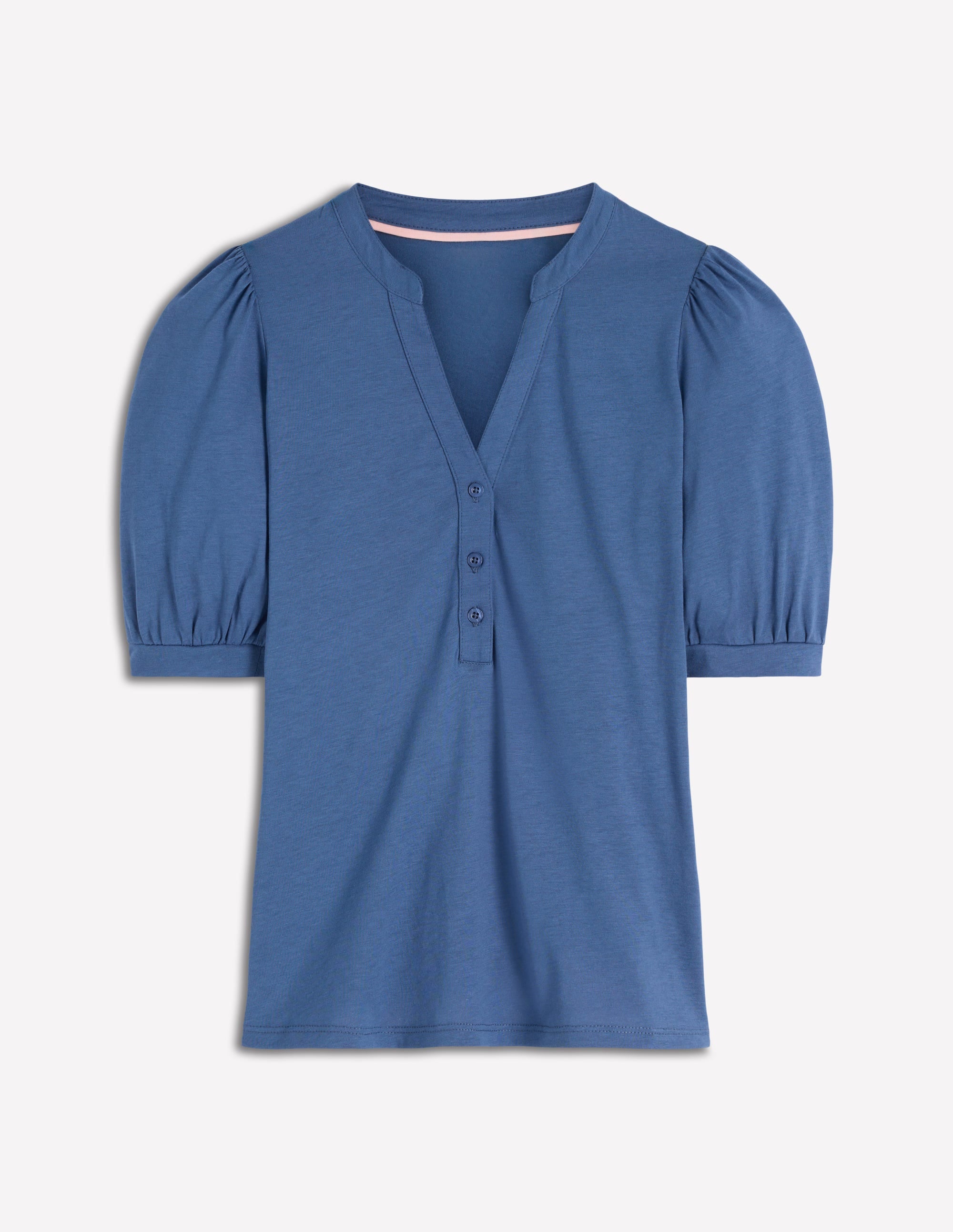 Superweiches, kurzärmliges Henley-Oberteil-Denim-Blau - Image 5