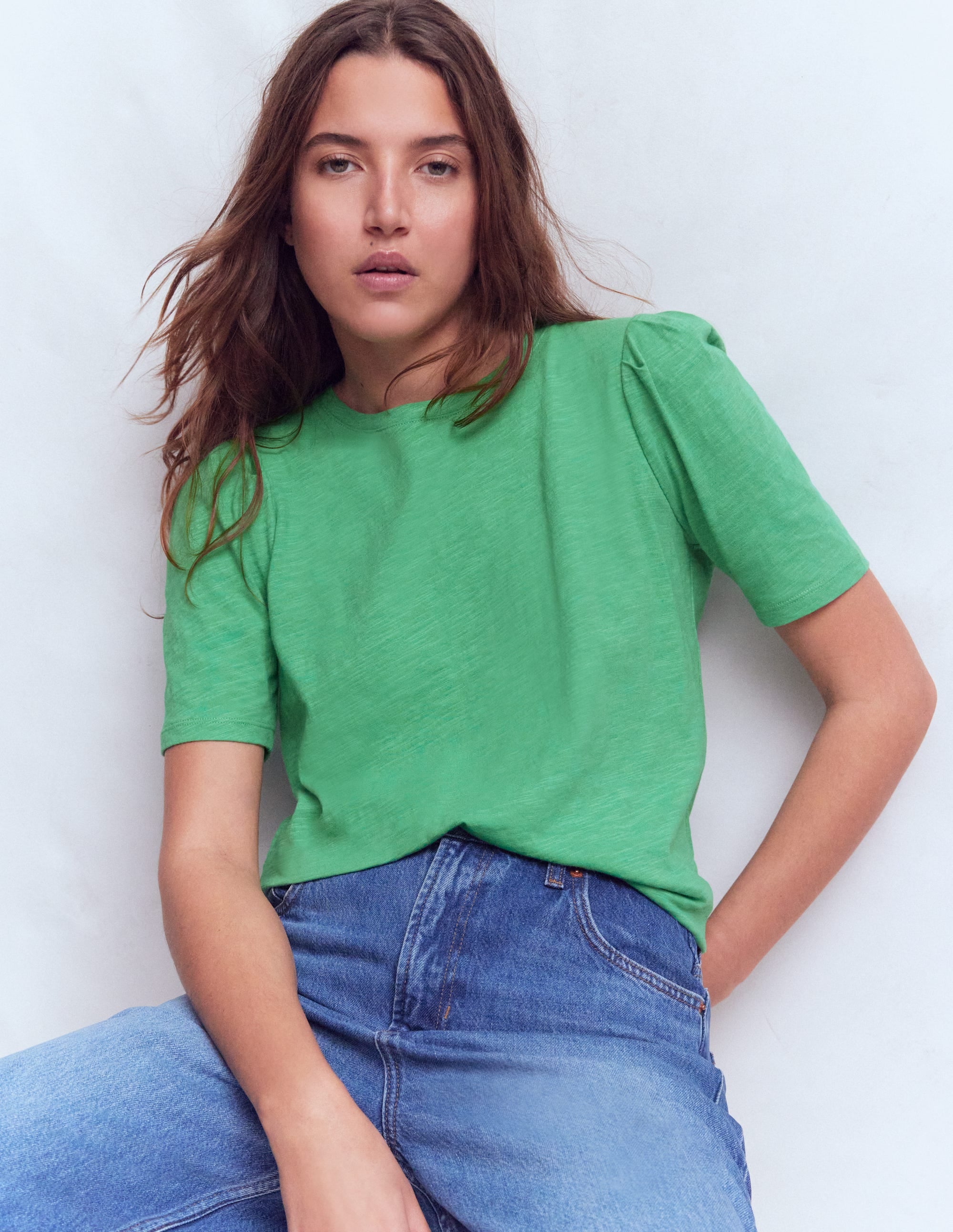 T-shirt Sophie à manches bouffantes-Aloe Grün - Image 1