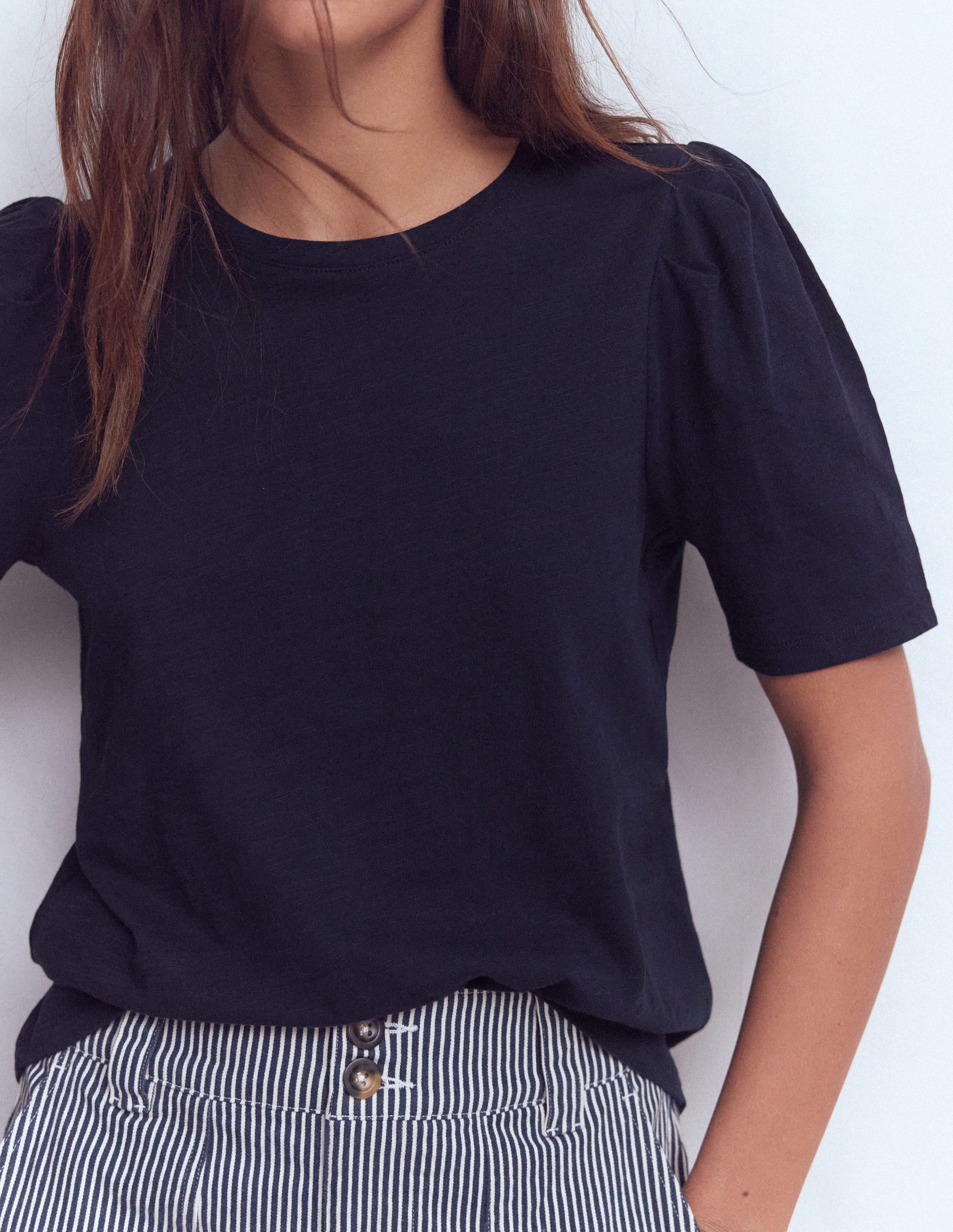 T-shirt Sophie à manches bouffantes-Bleu marine - Image 2