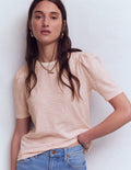 T-shirt Sophie à manches bouffantes-Rayé rose formica et ivoire