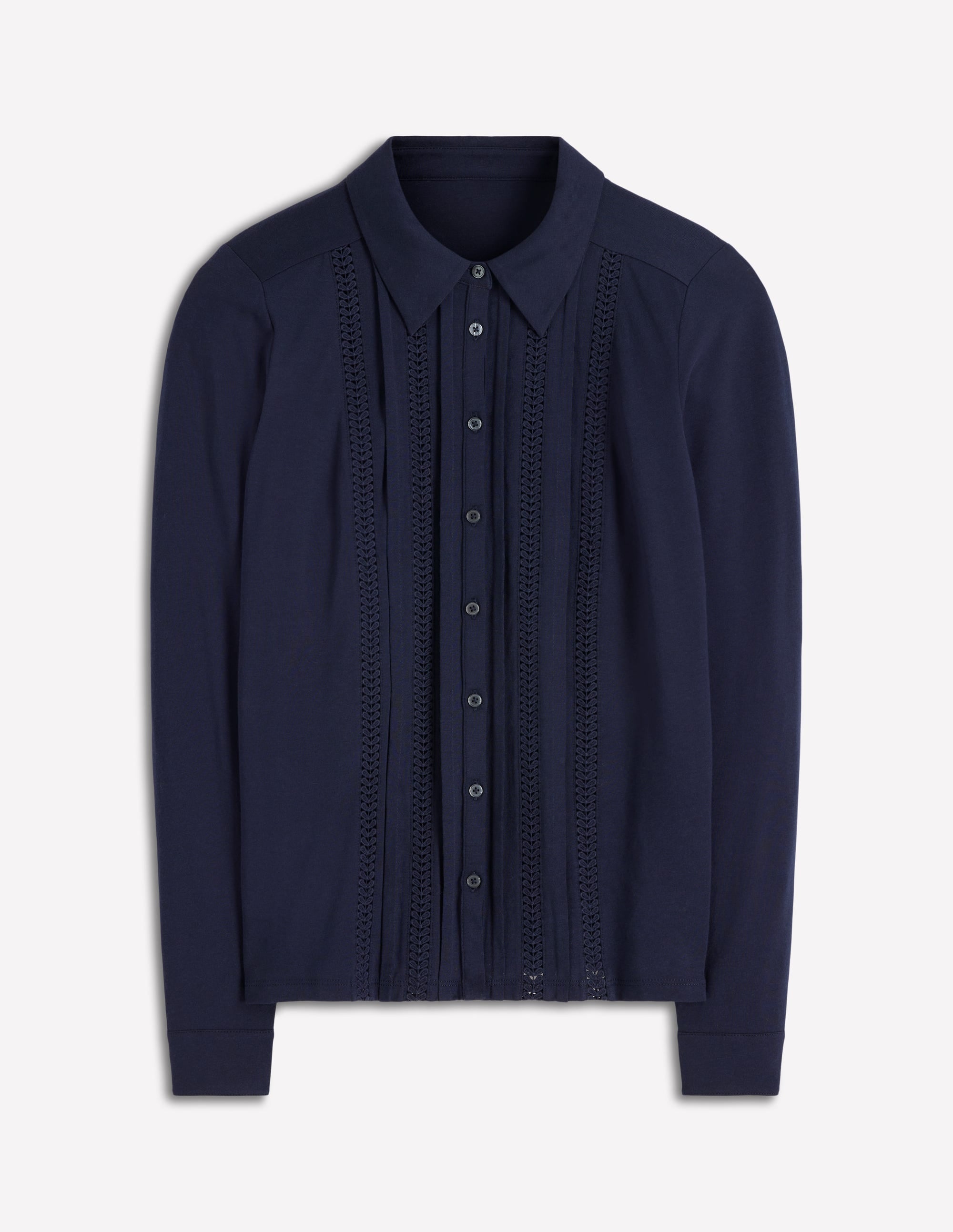 Chemise en jersey à détails-Bleu marine - Image 5